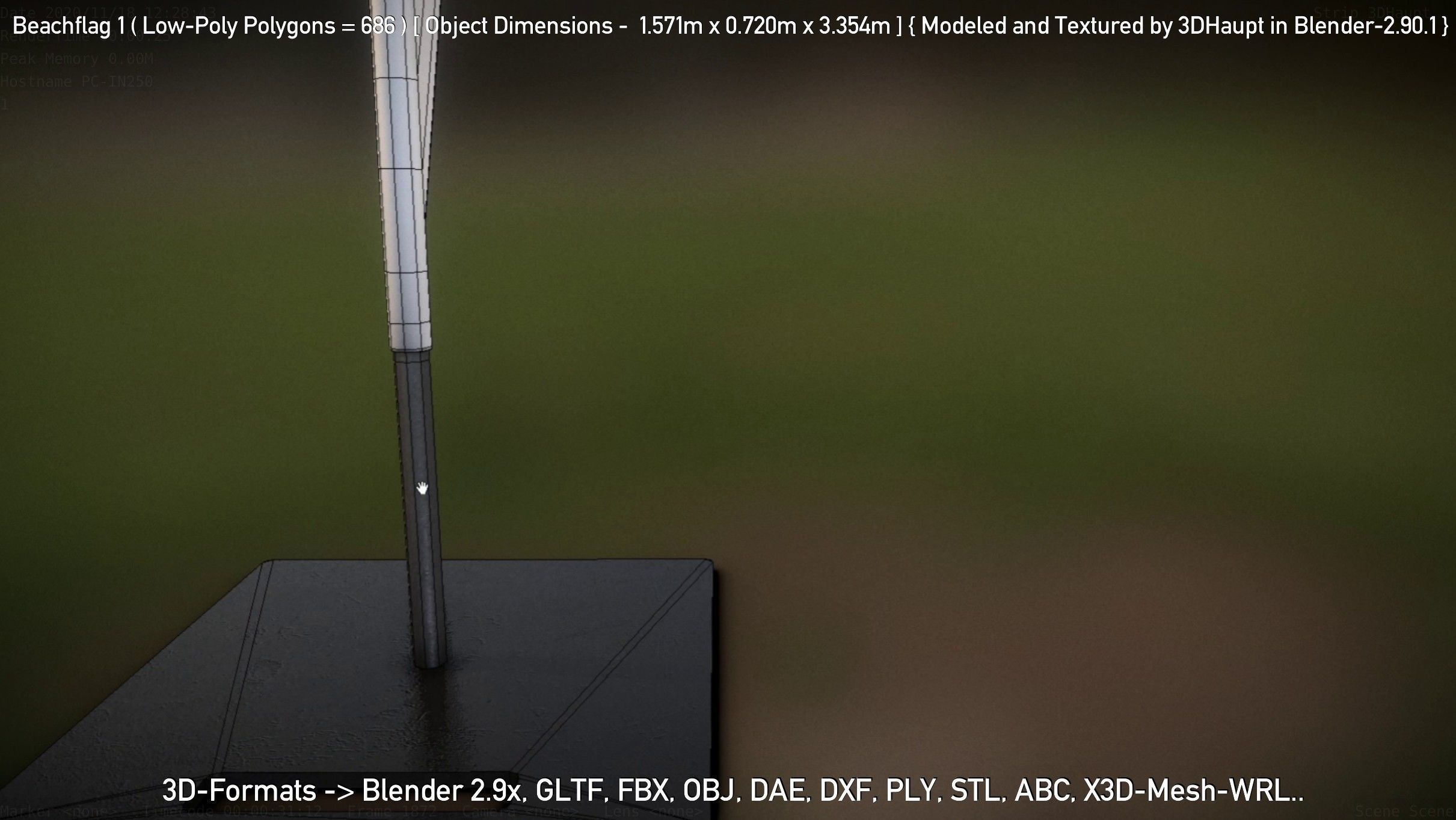 Beachflag 1 Low-Poly Low-poly 3D model_36