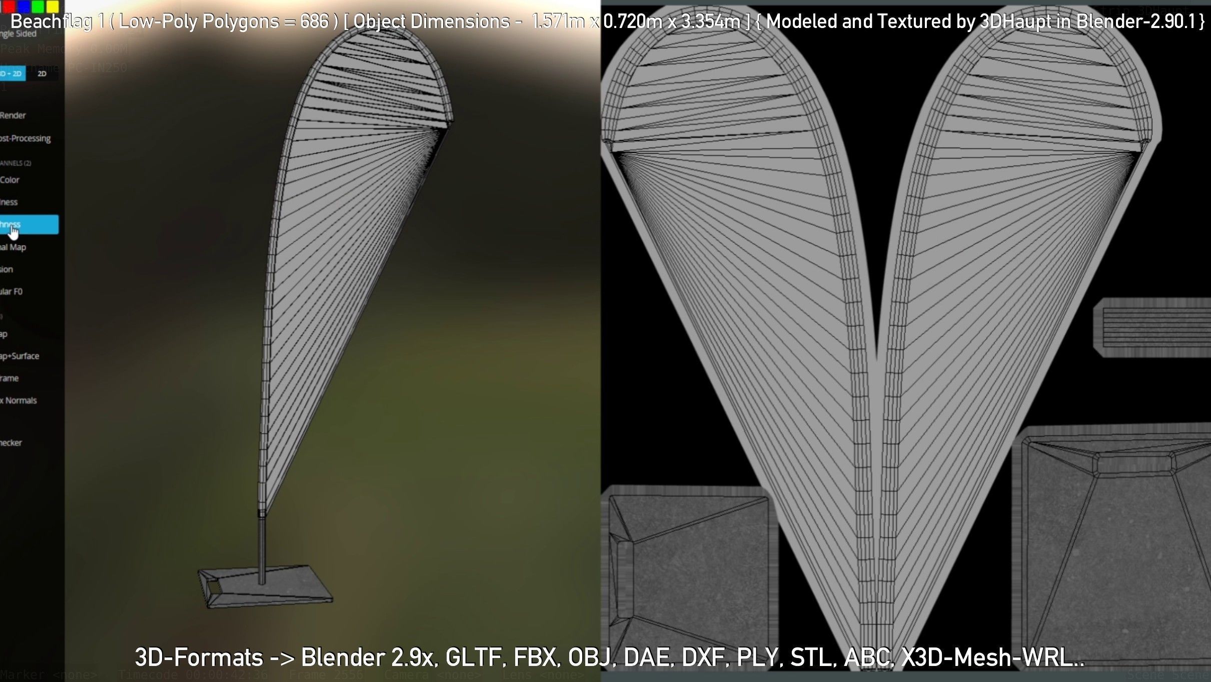 Beachflag 1 Low-Poly Low-poly 3D model_90