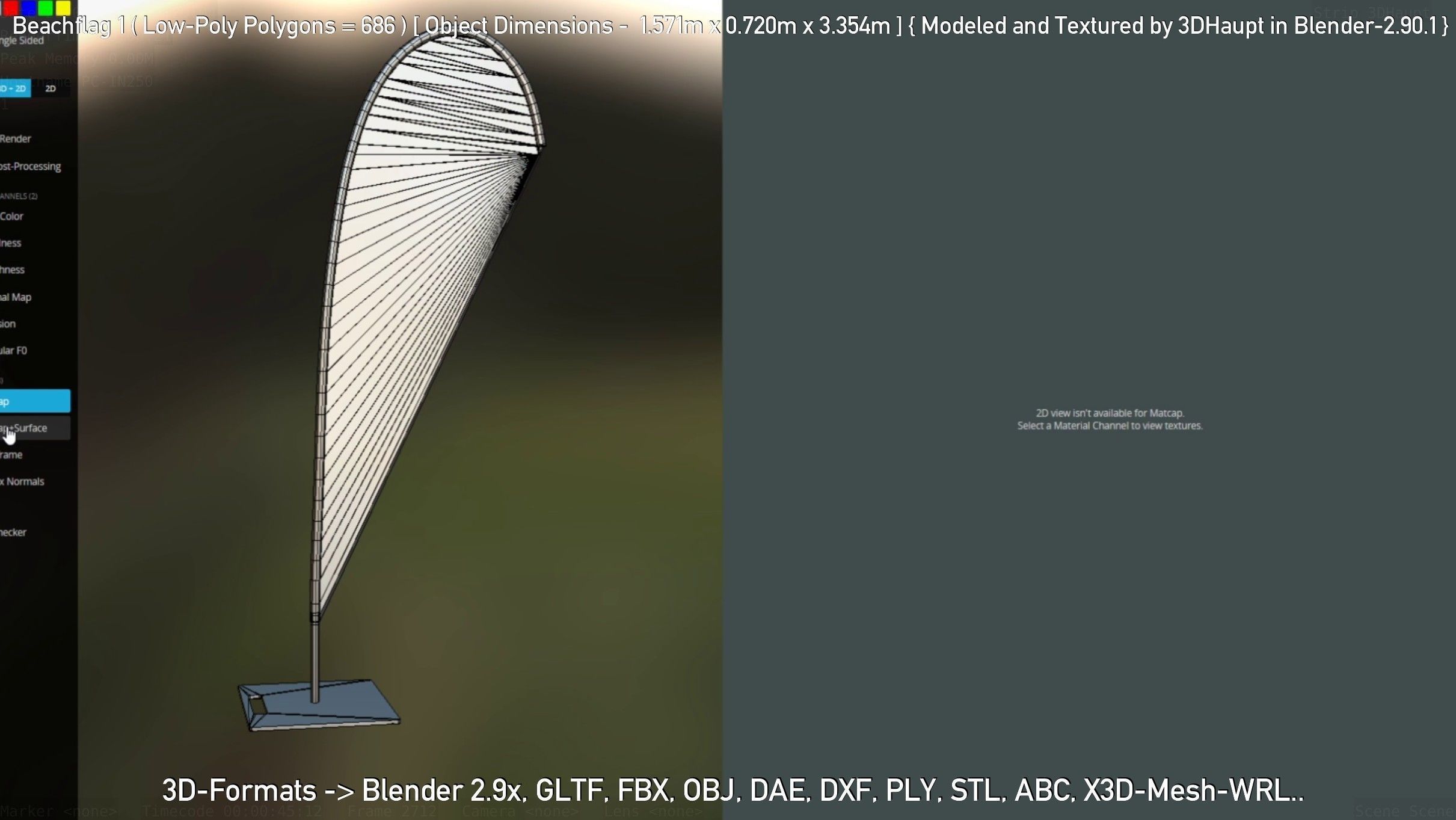 Beachflag 1 Low-Poly Low-poly 3D model_92