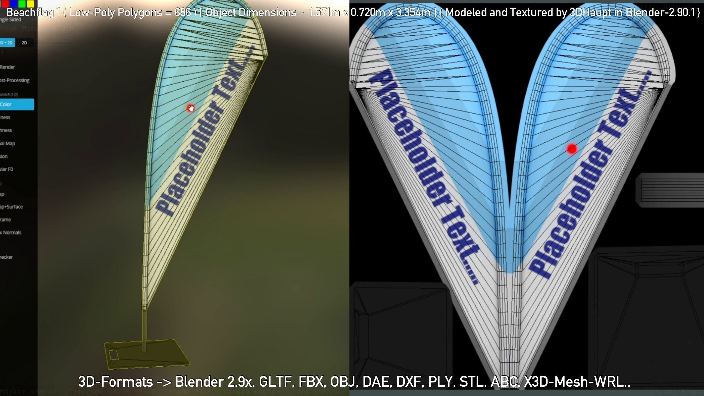 Beachflag 1 Low-Poly Low-poly 3D model_44