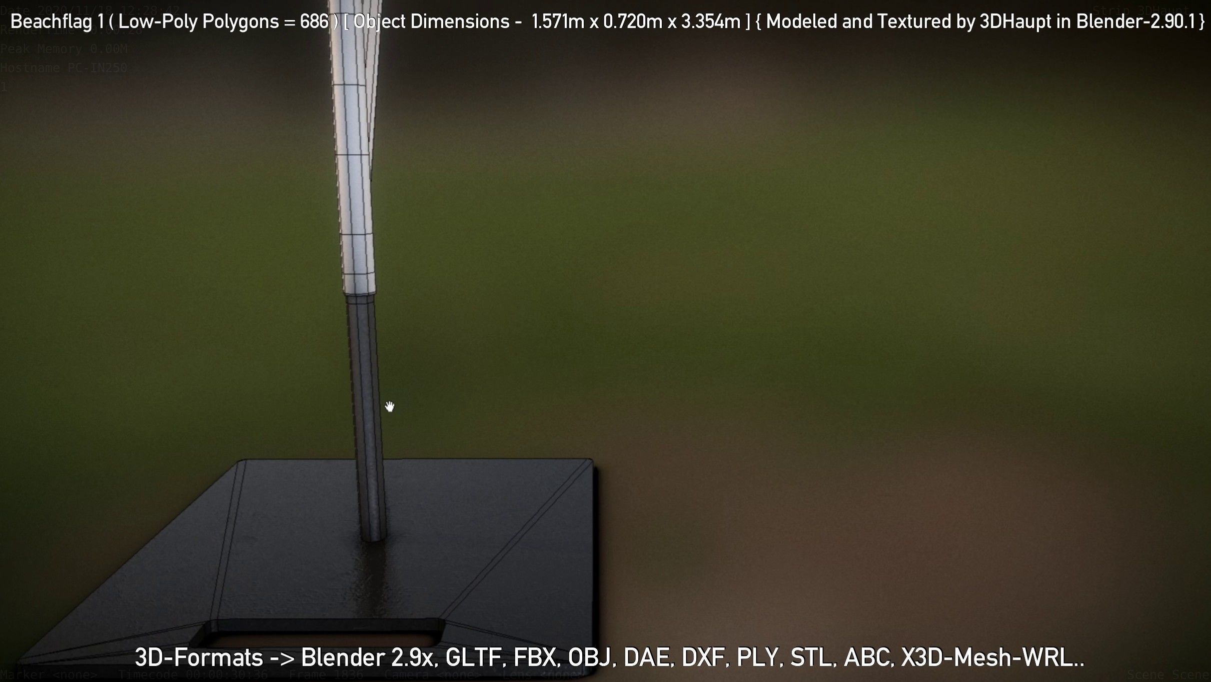 Beachflag 1 Low-Poly Low-poly 3D model_80