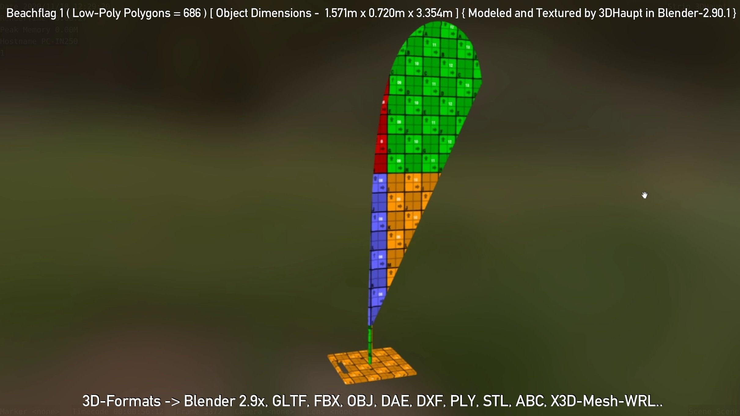 Beachflag 1 Low-Poly Low-poly 3D model_61