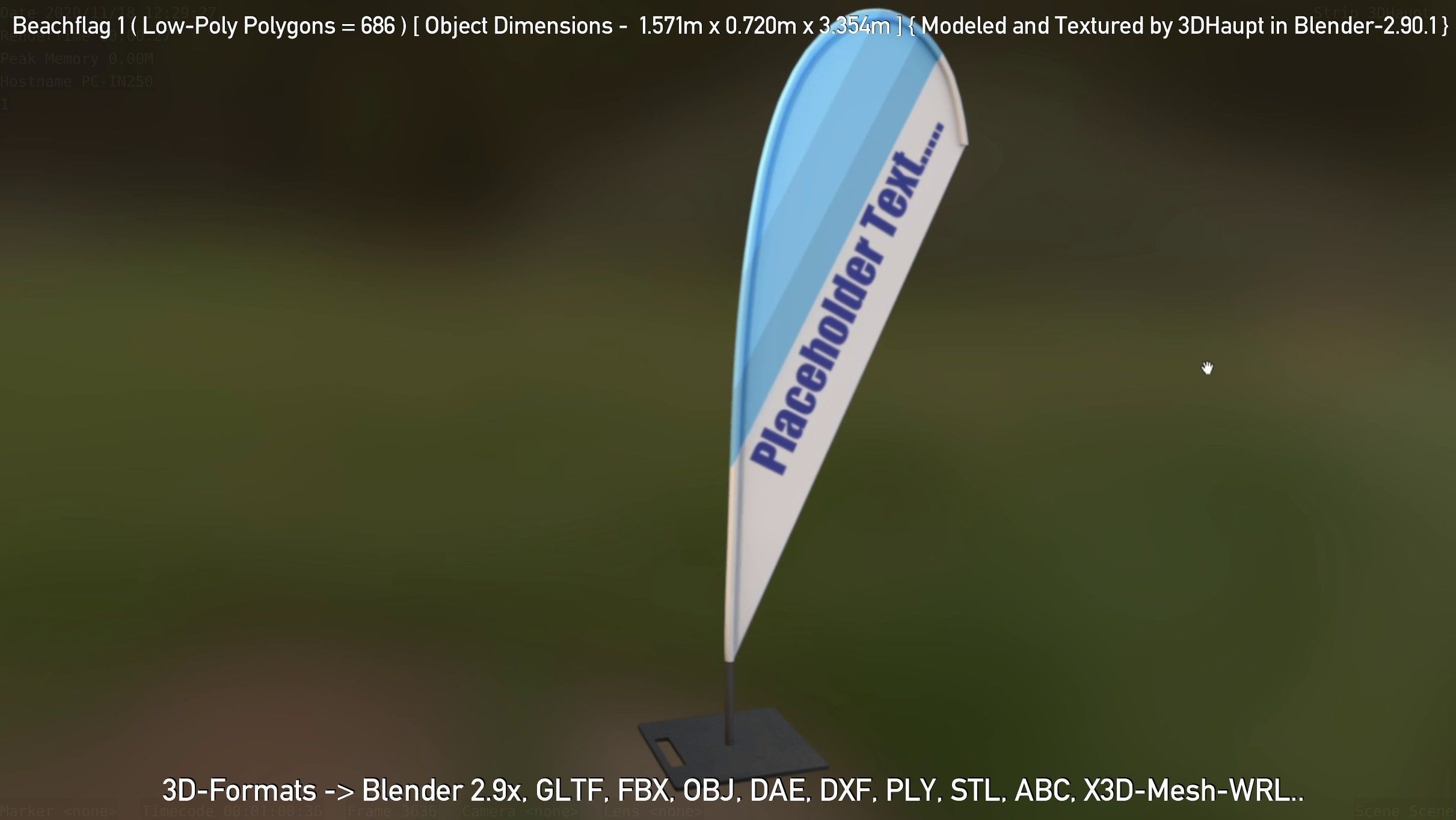 Beachflag 1 Low-Poly Low-poly 3D model_65