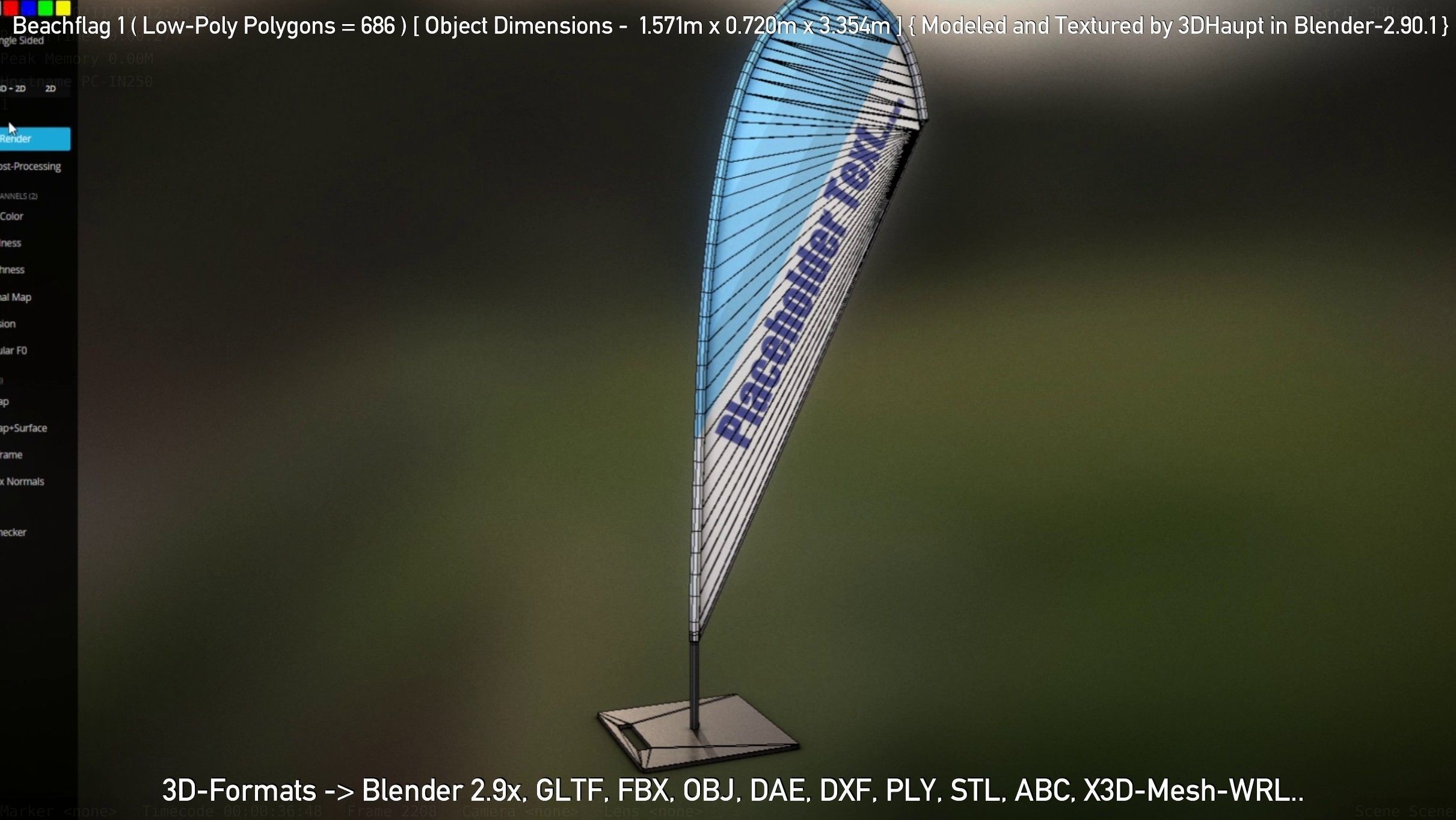 Beachflag 1 Low-Poly Low-poly 3D model_41