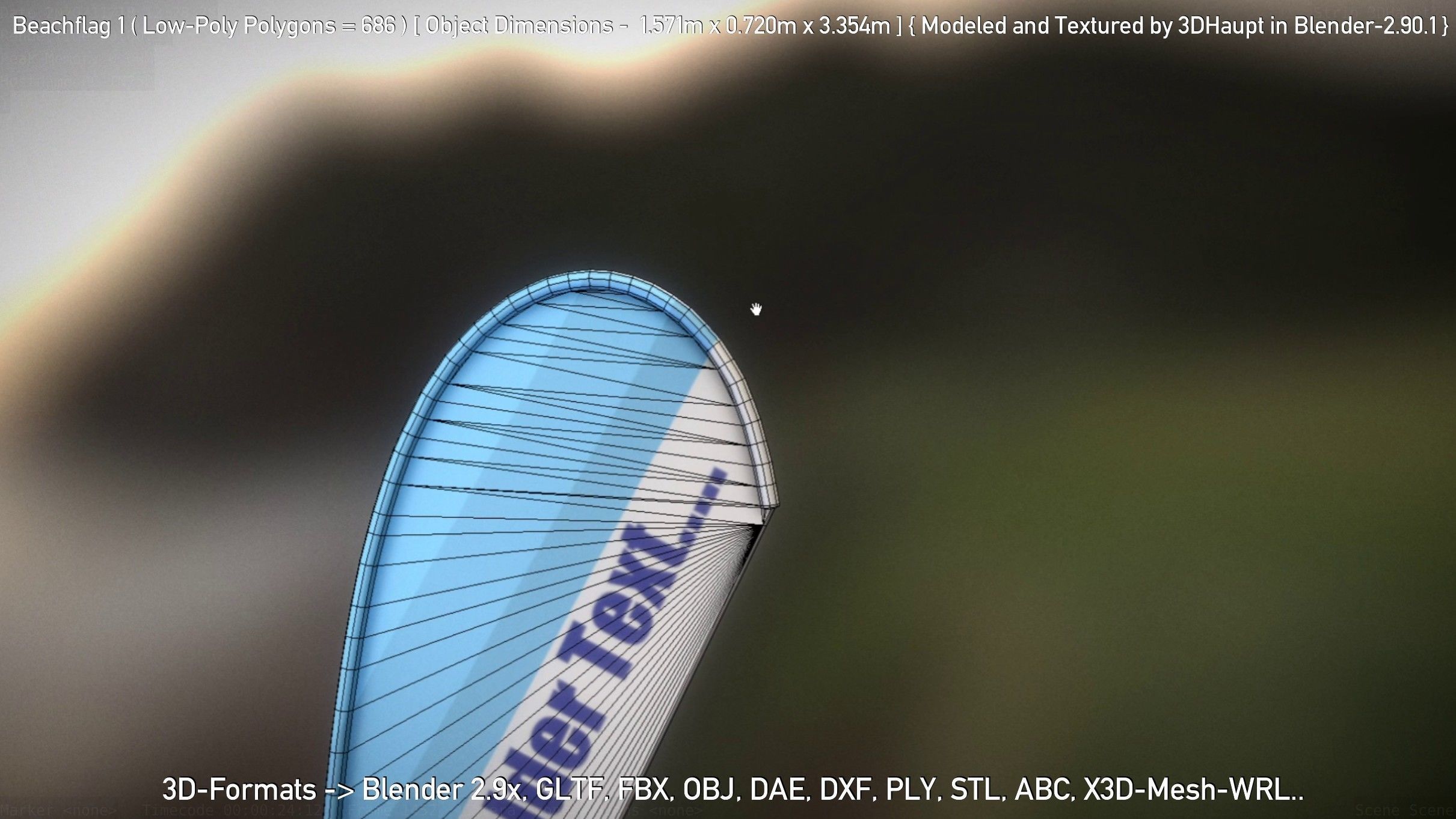 Beachflag 1 Low-Poly Low-poly 3D model_120