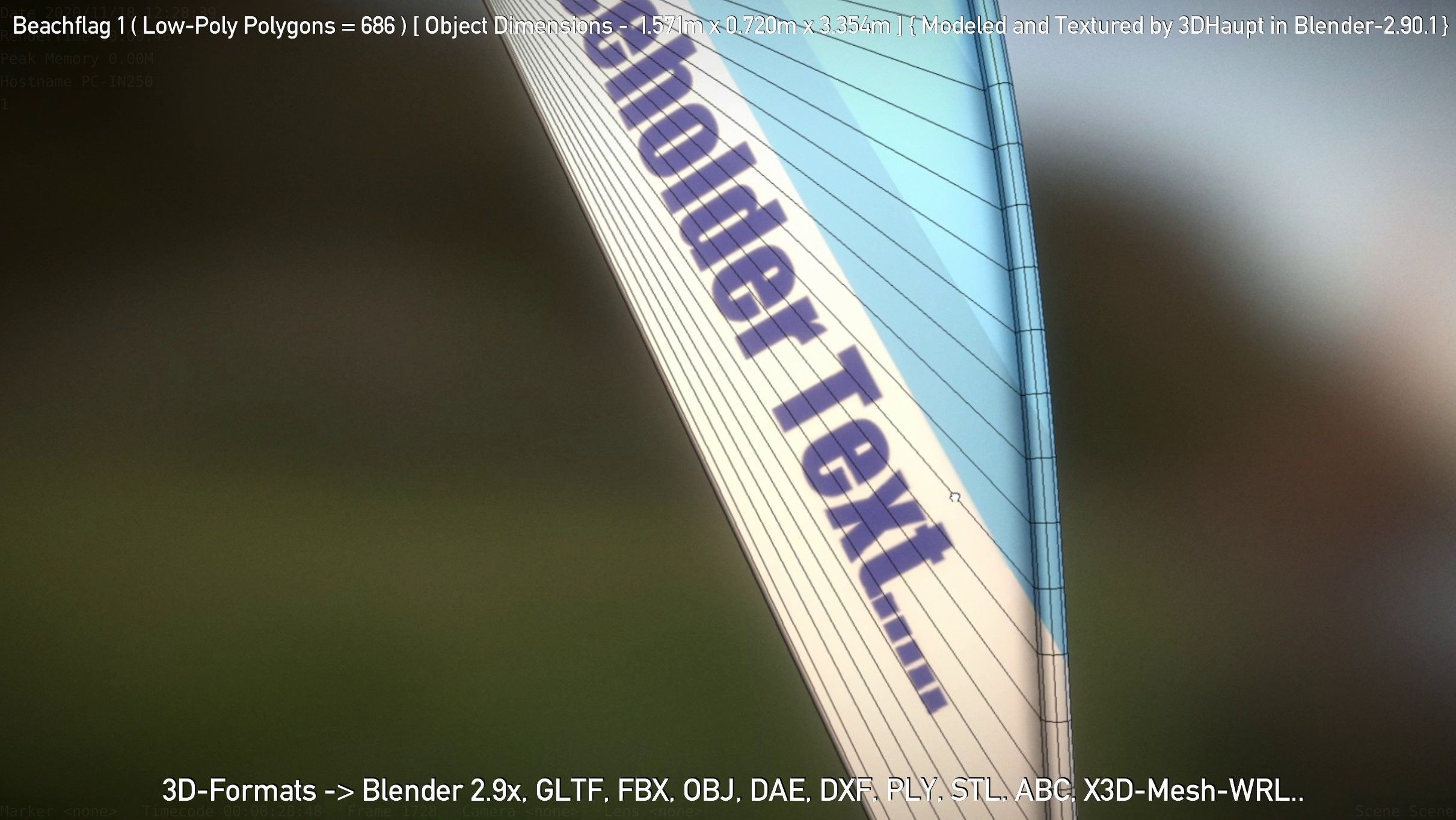 Beachflag 1 Low-Poly Low-poly 3D model_33