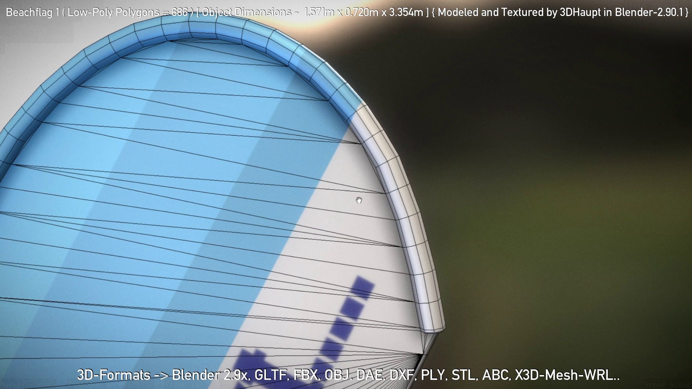 Beachflag 1 Low-Poly Low-poly 3D model_10