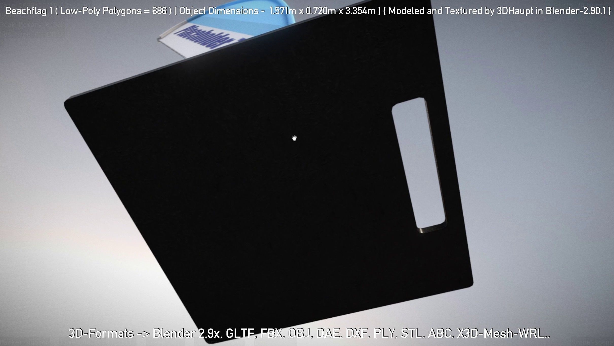 Beachflag 1 Low-Poly Low-poly 3D model_115