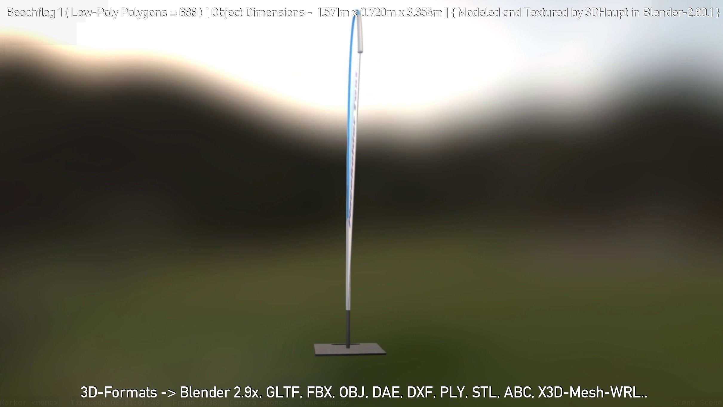 Beachflag 1 Low-Poly Low-poly 3D model_105