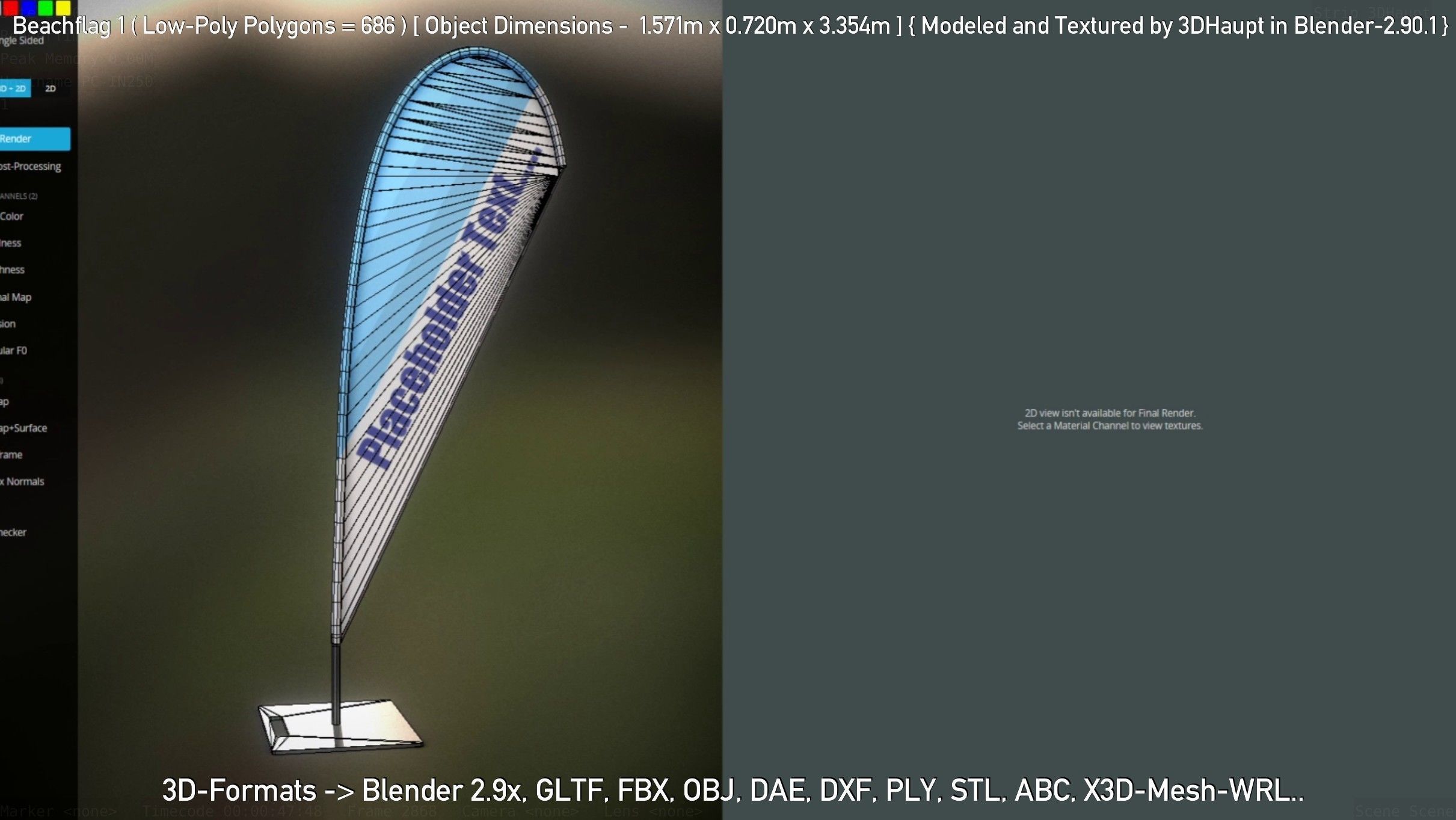 Beachflag 1 Low-Poly Low-poly 3D model_52