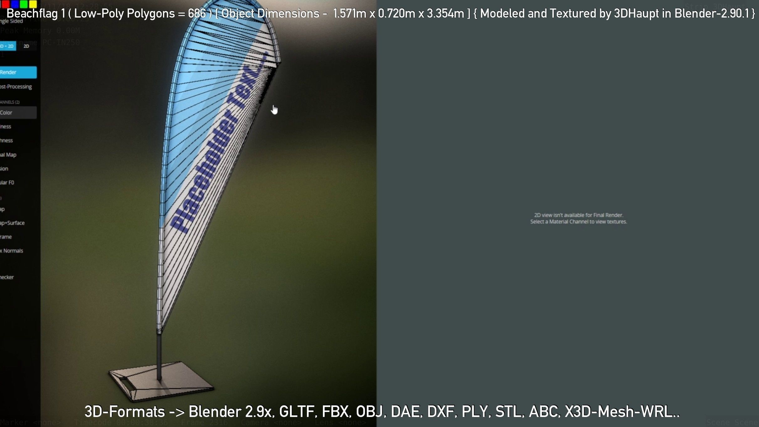 Beachflag 1 Low-Poly Low-poly 3D model_86