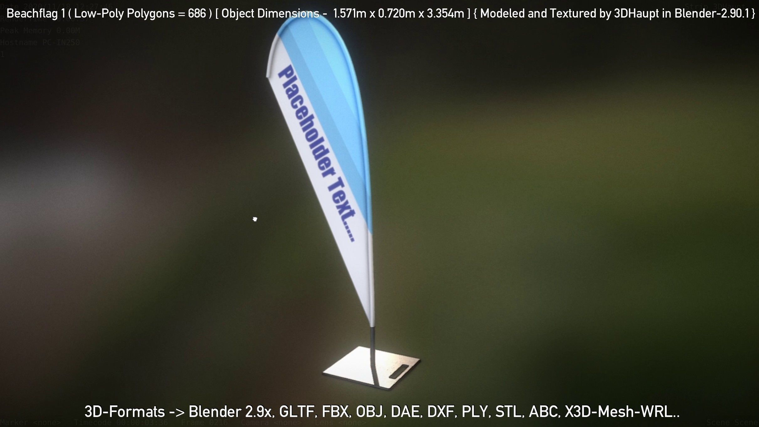 Beachflag 1 Low-Poly Low-poly 3D model_71