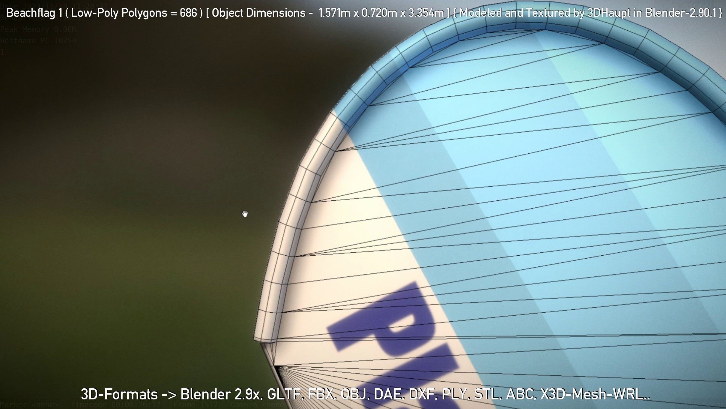 Beachflag 1 Low-Poly Low-poly 3D model_121