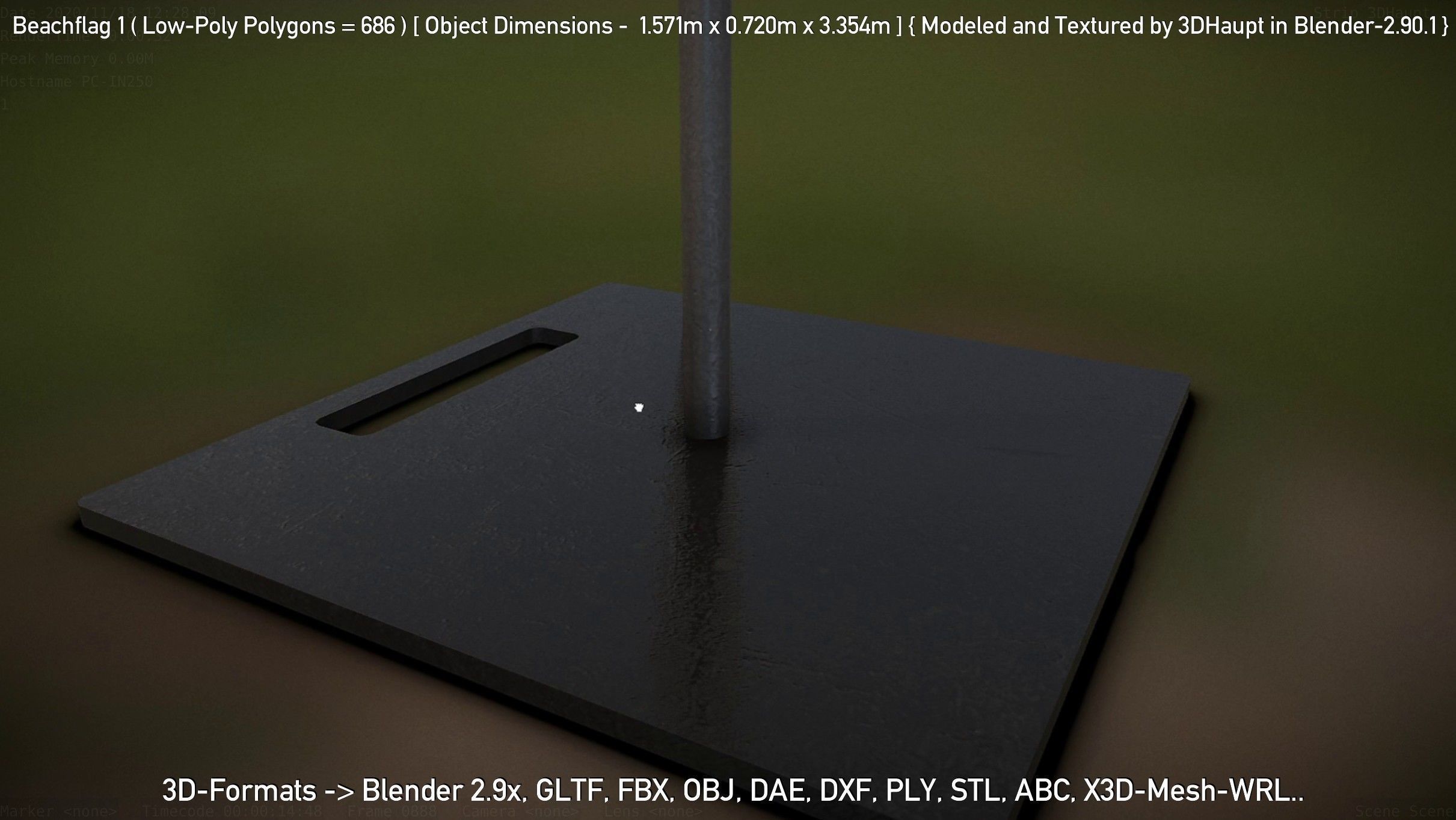 Beachflag 1 Low-Poly Low-poly 3D model_117