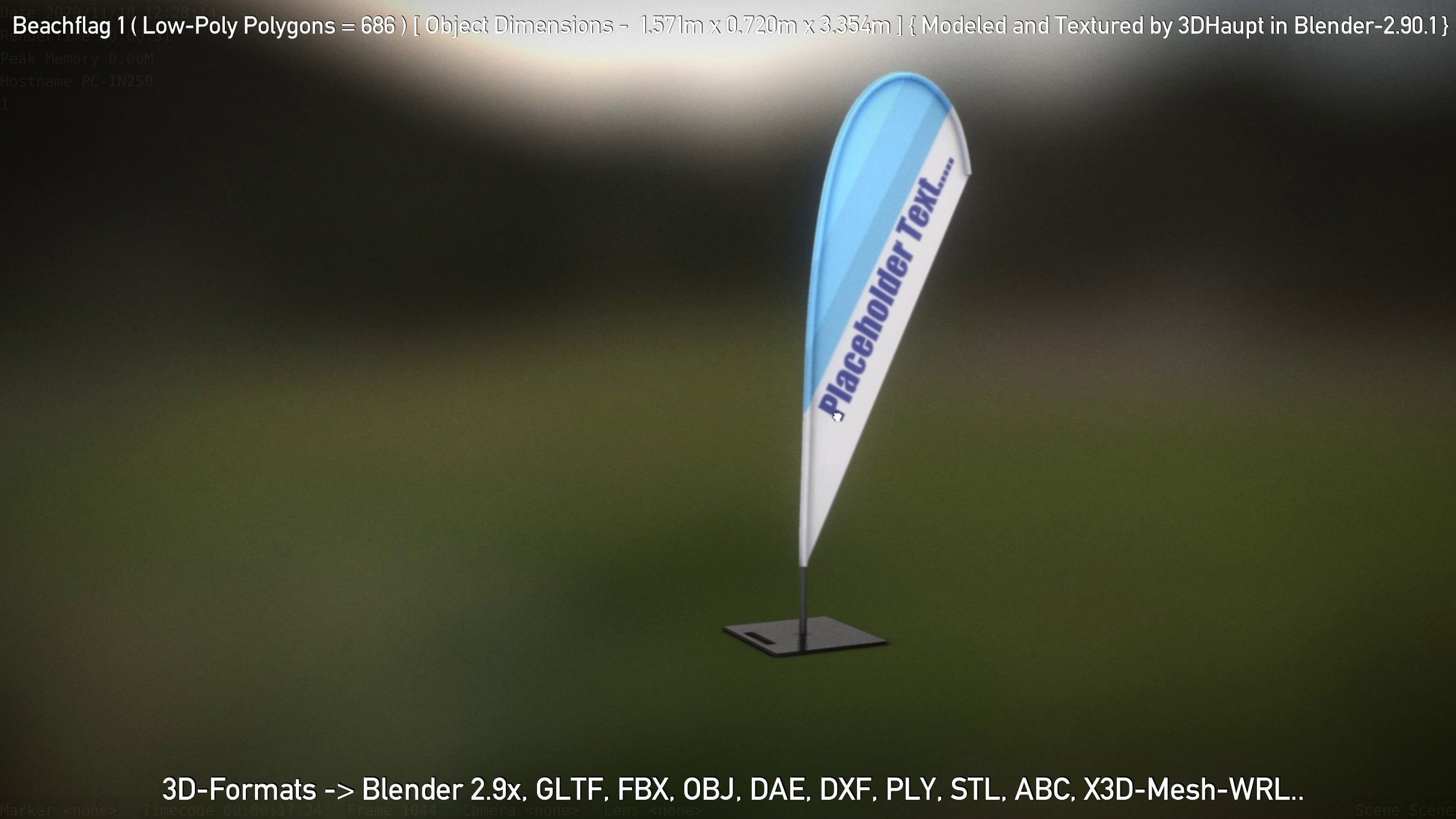 Beachflag 1 Low-Poly Low-poly 3D model_89