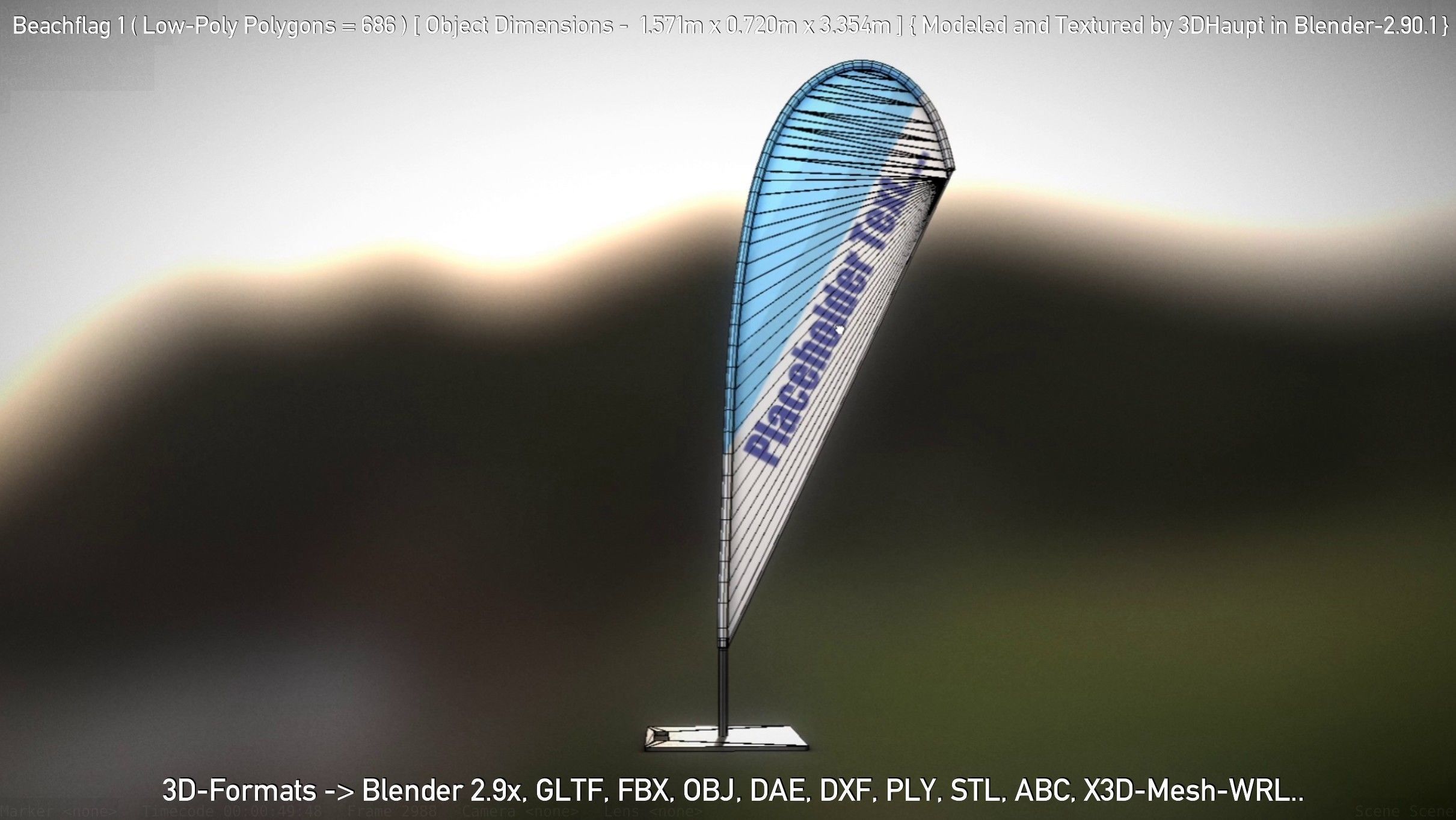 Beachflag 1 Low-Poly Low-poly 3D model_54