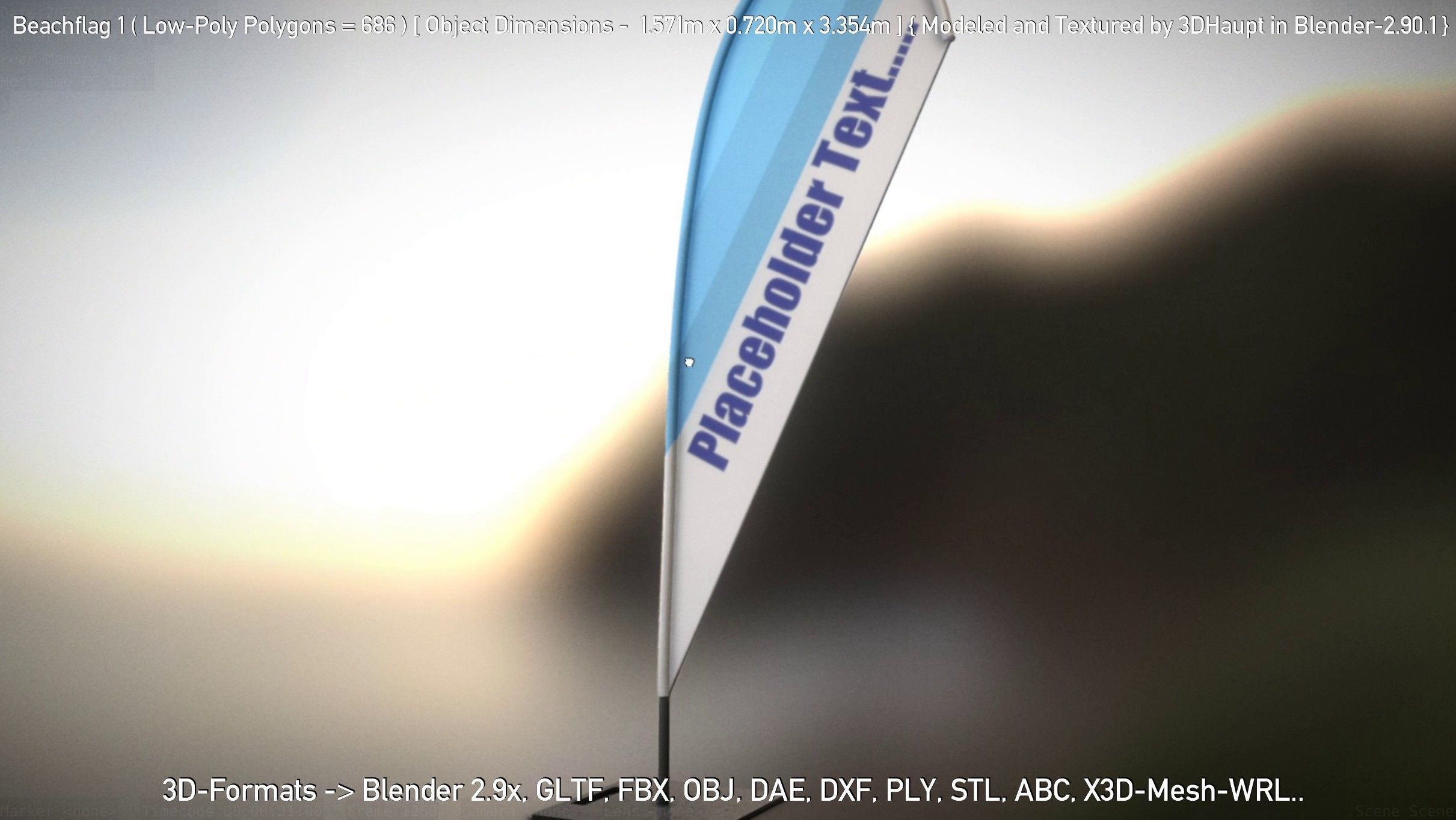 Beachflag 1 Low-Poly Low-poly 3D model_118