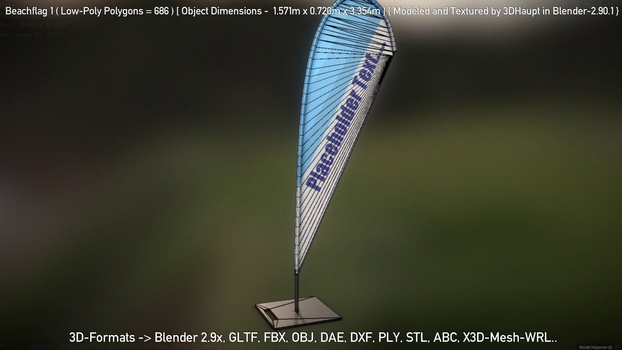 Beachflag 1 Low-Poly Low-poly 3D model_84