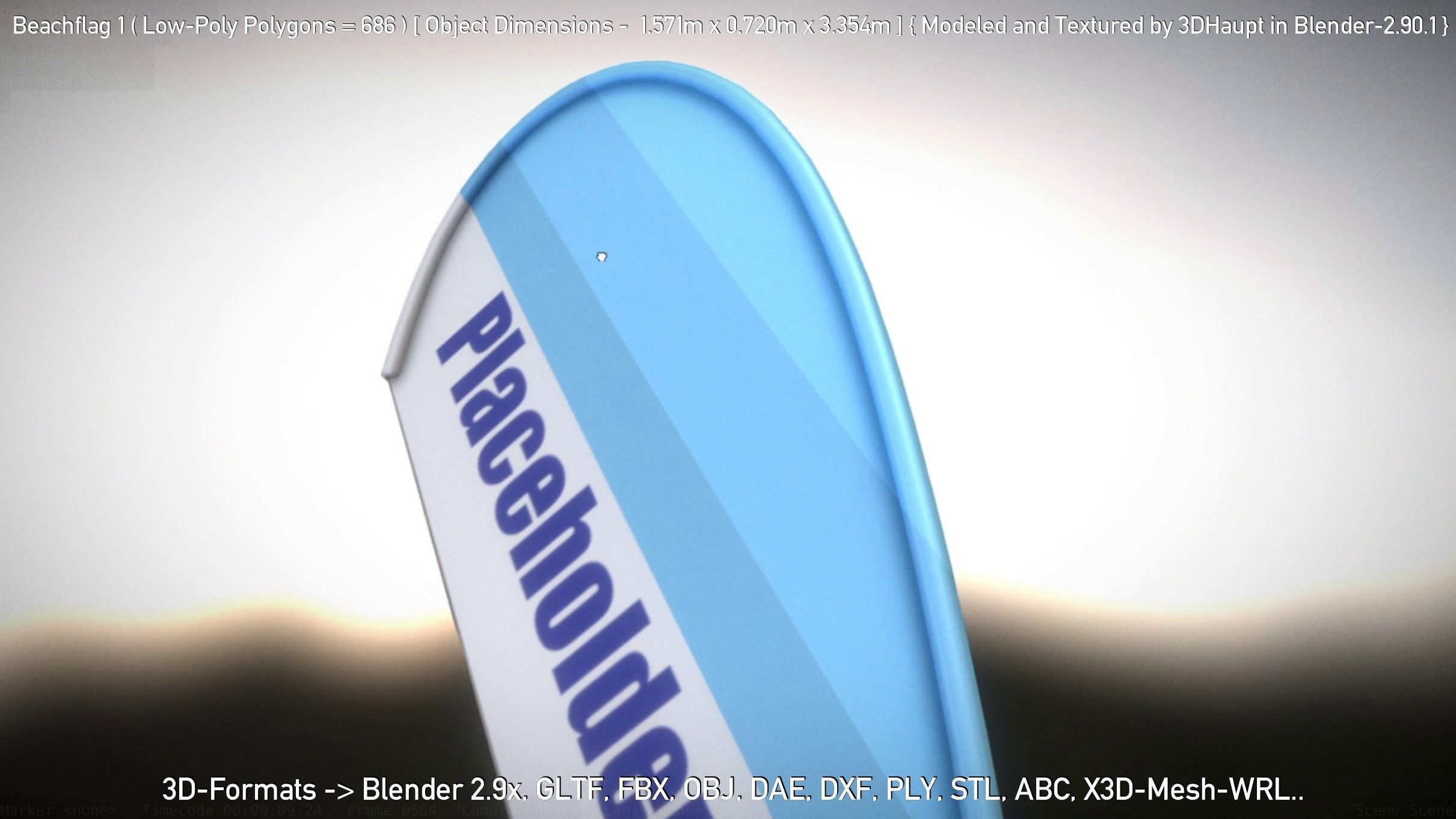 Beachflag 1 Low-Poly Low-poly 3D model_34