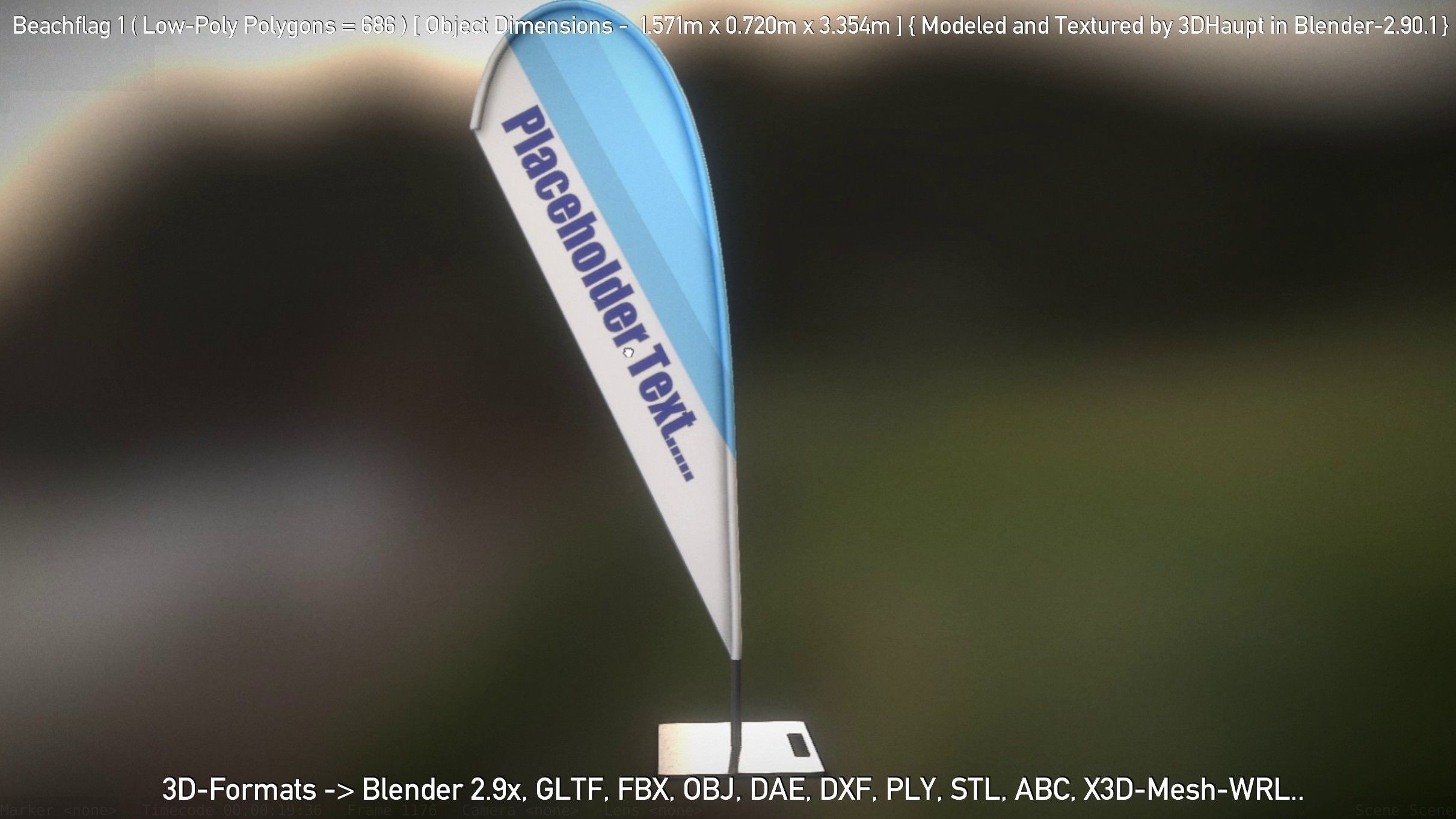 Beachflag 1 Low-Poly Low-poly 3D model_6