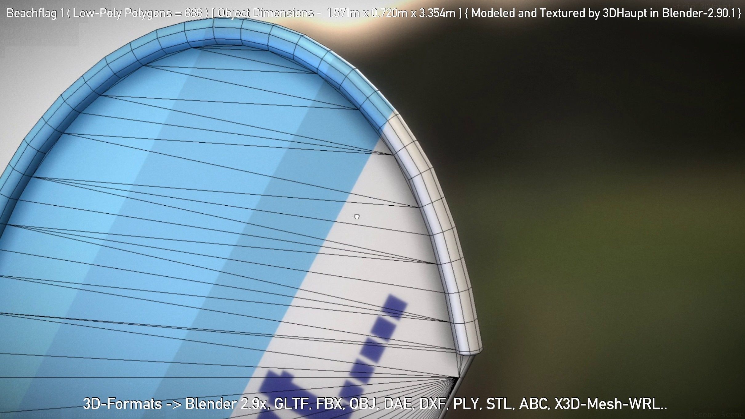 Beachflag 1 Low-Poly Low-poly 3D model_30