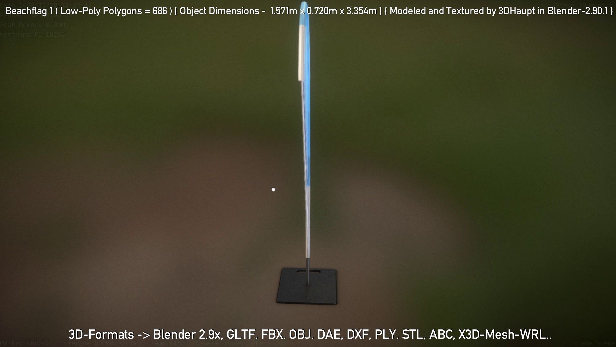 Beachflag 1 Low-Poly Low-poly 3D model_70