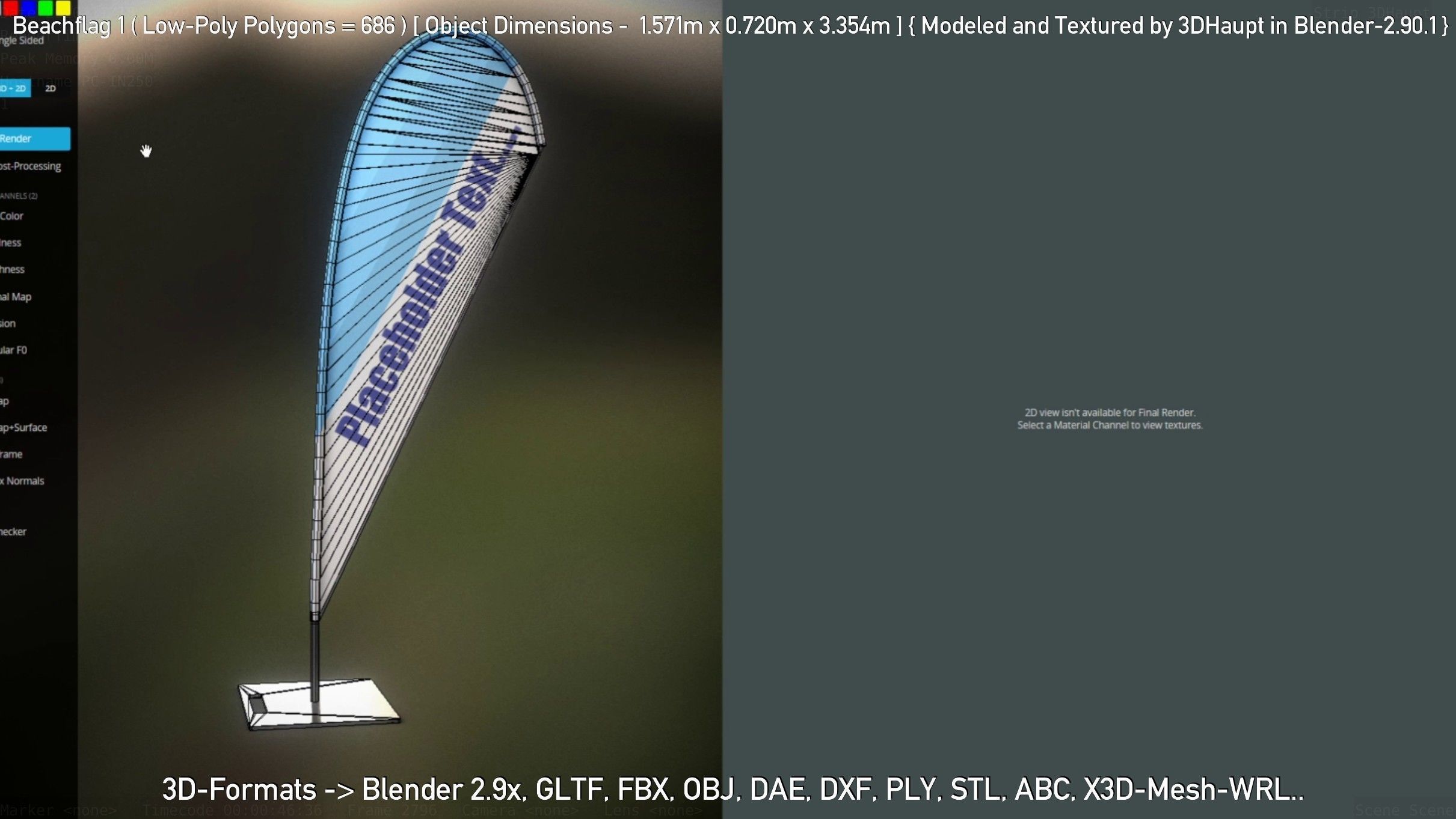 Beachflag 1 Low-Poly Low-poly 3D model_93