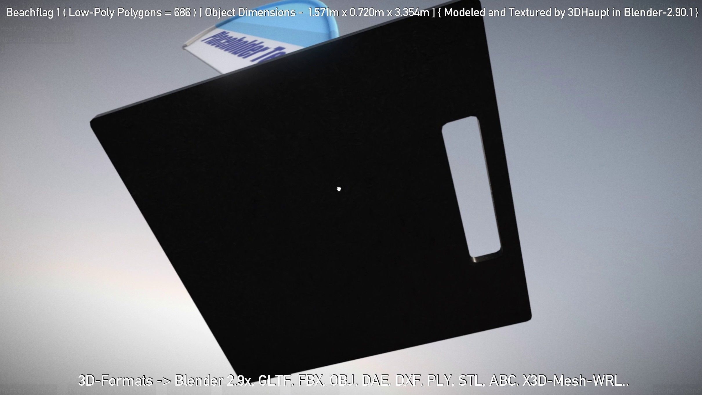 Beachflag 1 Low-Poly Low-poly 3D model_56