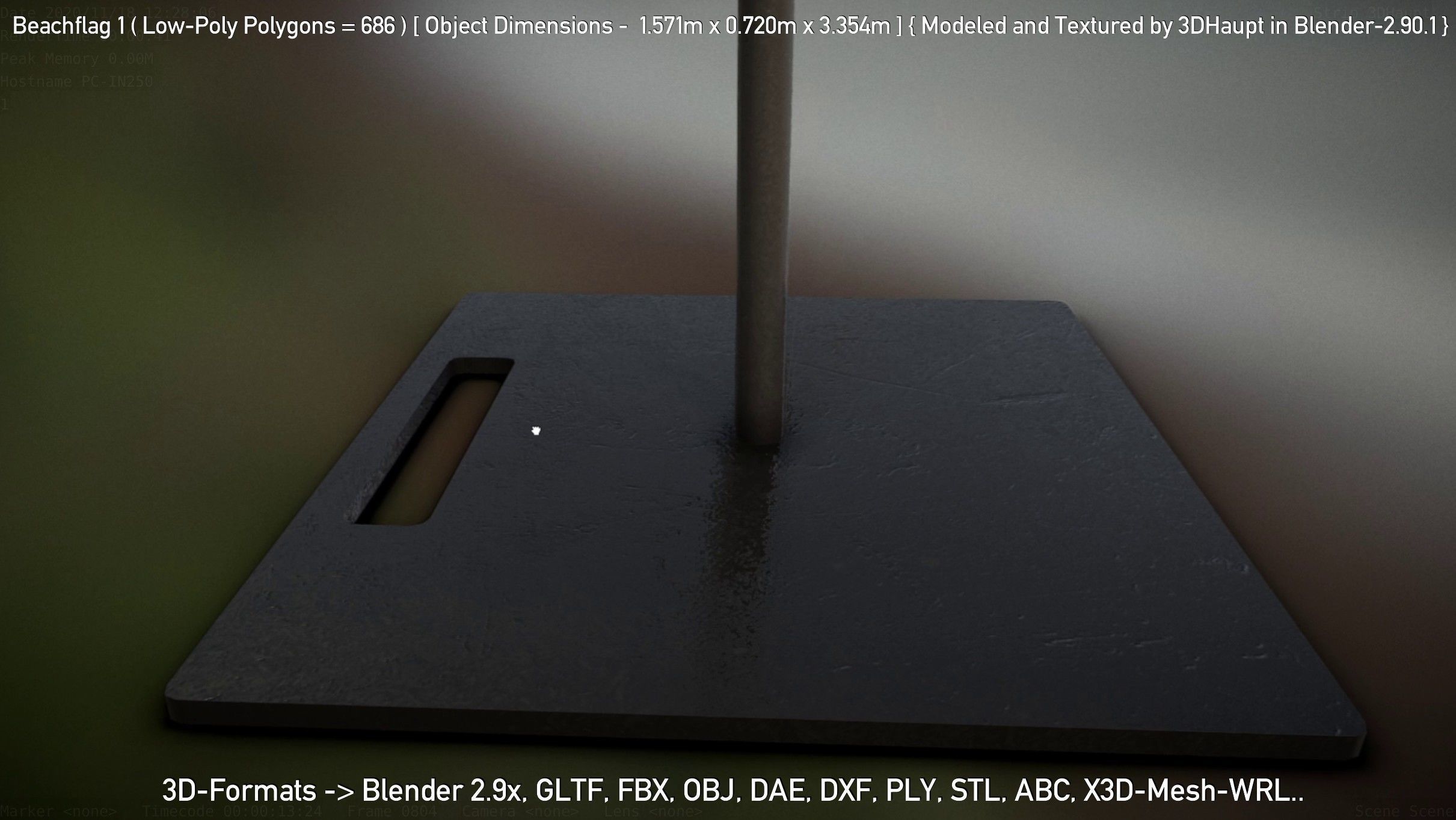 Beachflag 1 Low-Poly Low-poly 3D model_74