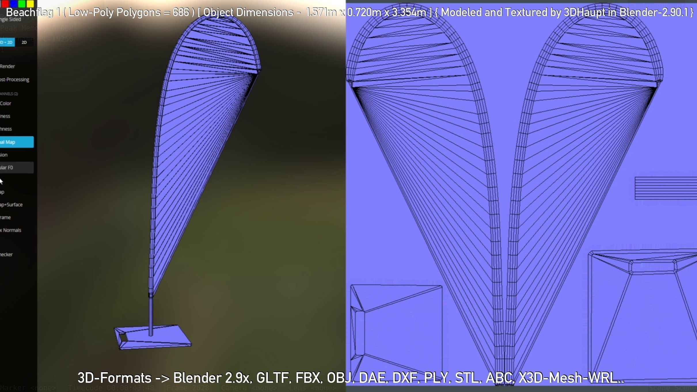 Beachflag 1 Low-Poly Low-poly 3D model_20