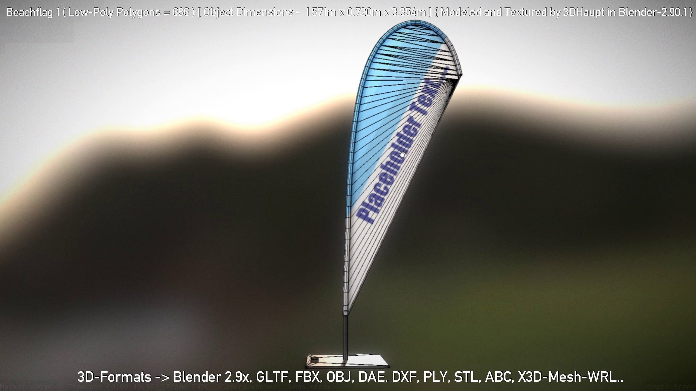 Beachflag 1 Low-Poly Low-poly 3D model_95