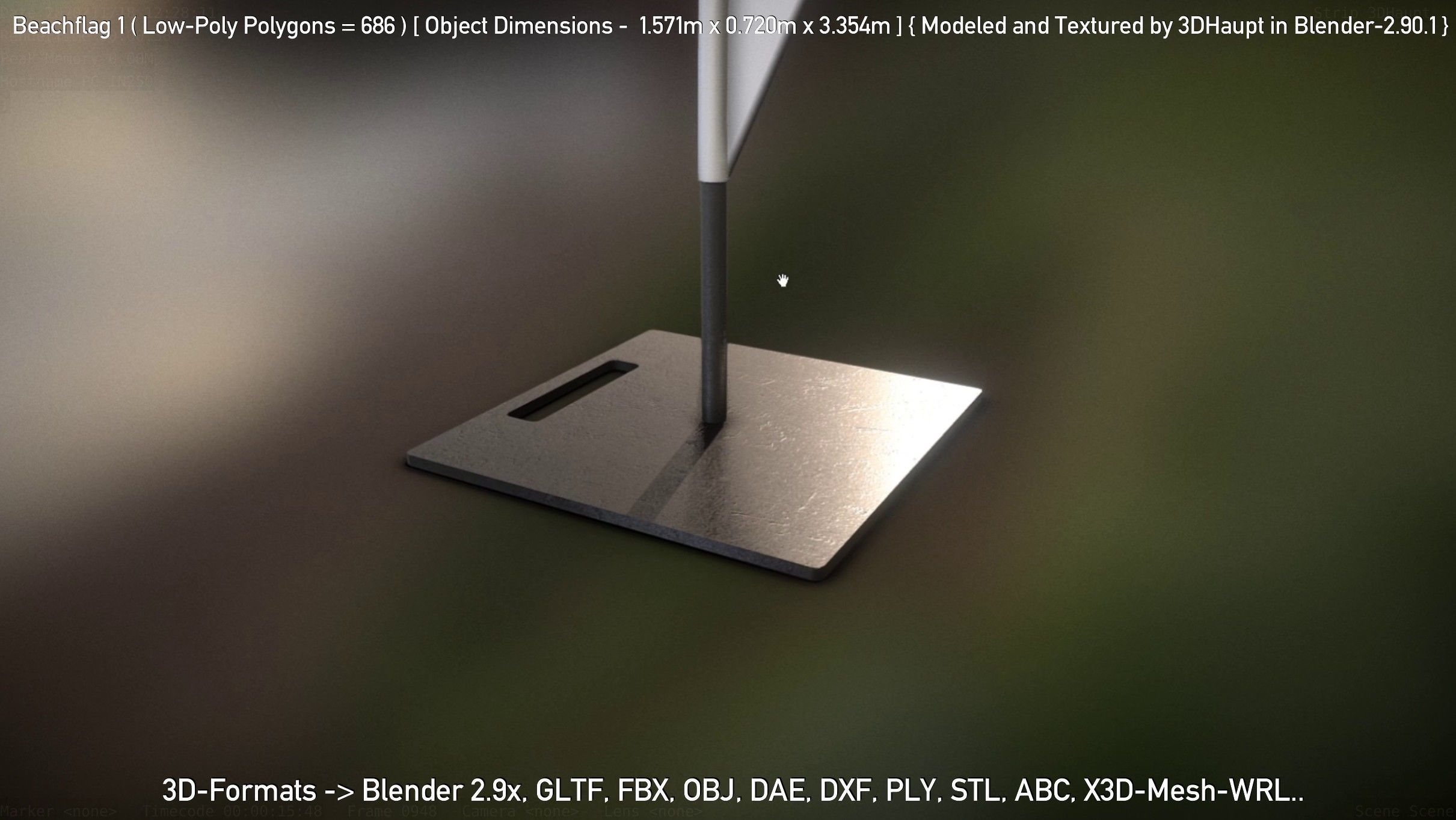 Beachflag 1 Low-Poly Low-poly 3D model_76