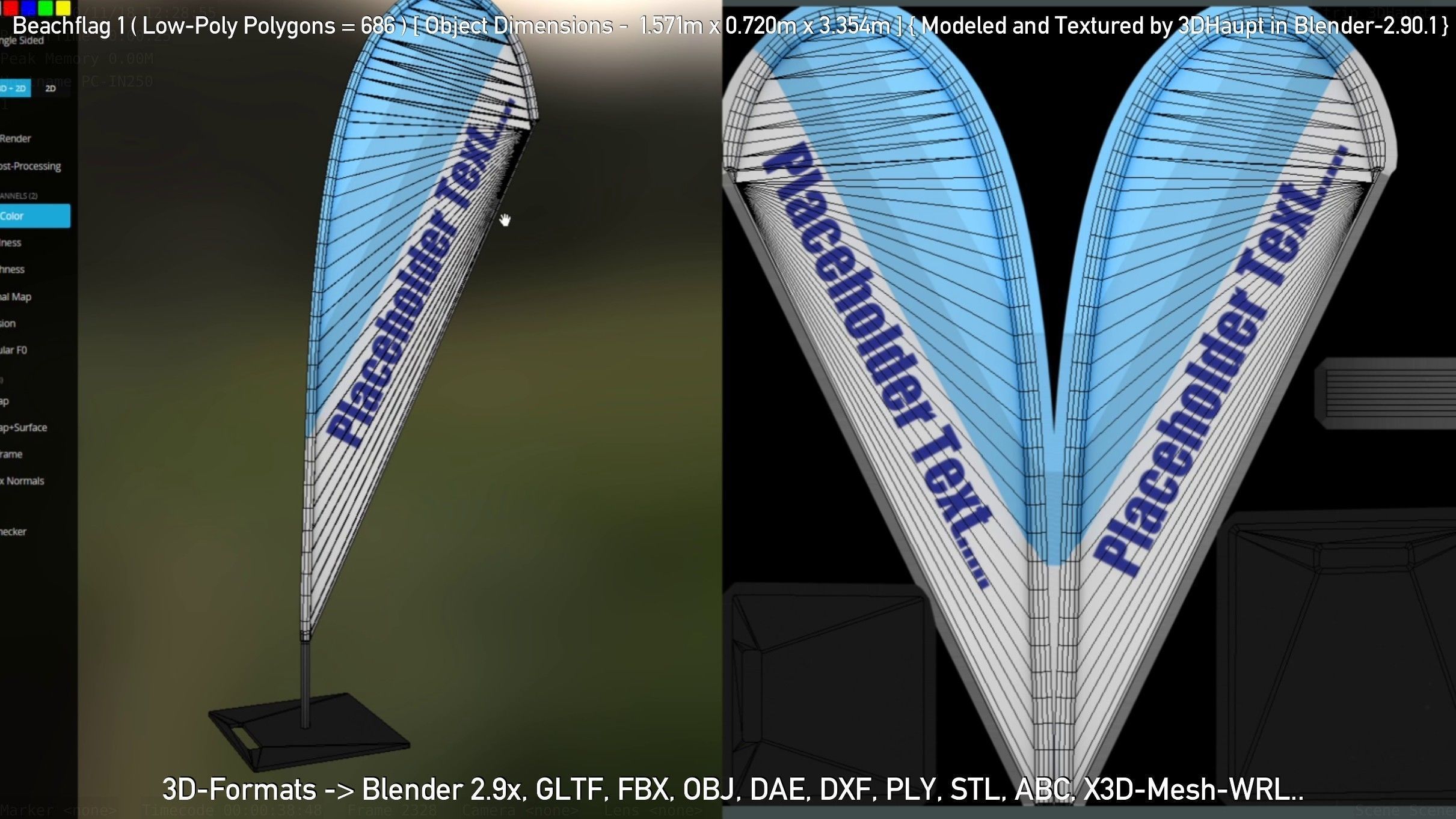 Beachflag 1 Low-Poly Low-poly 3D model_43