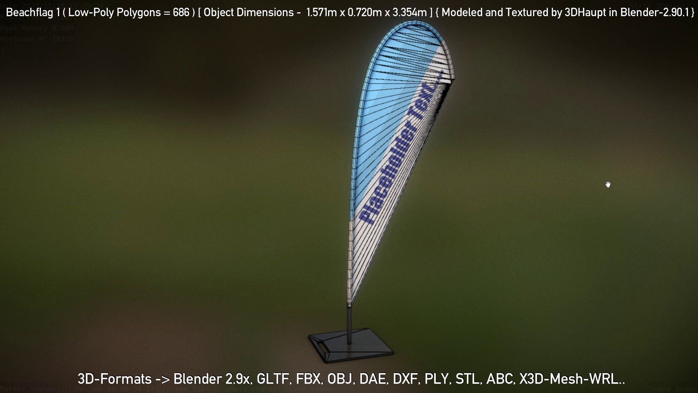 Beachflag 1 Low-Poly Low-poly 3D model_63