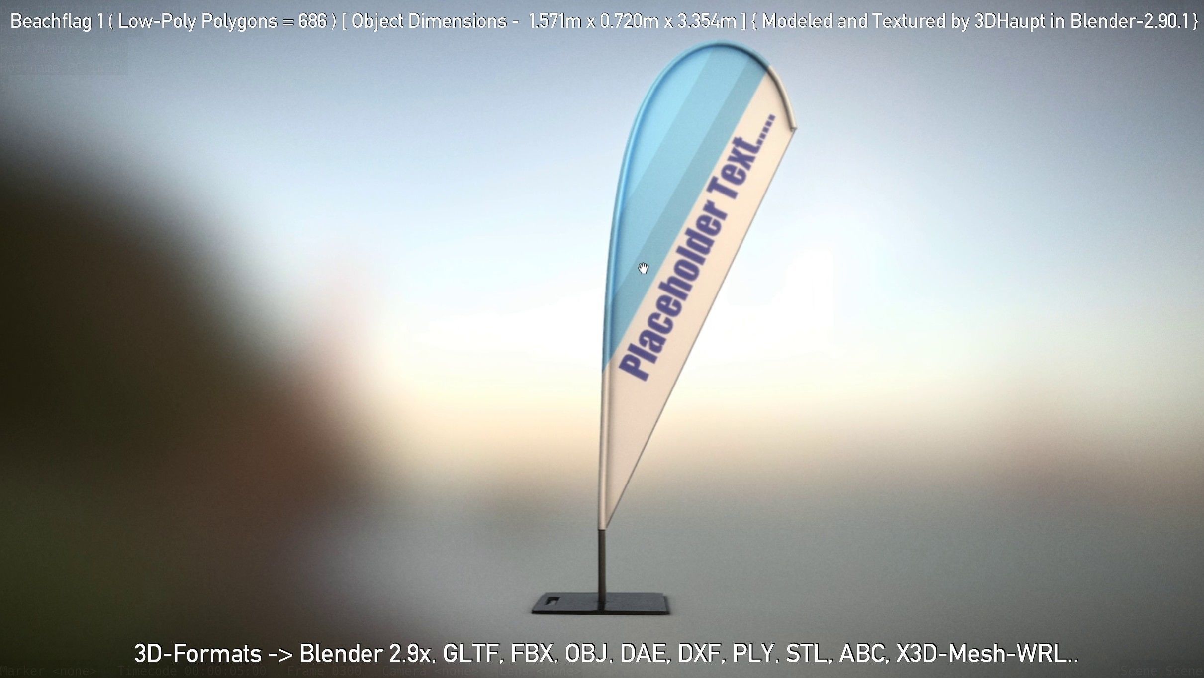 Beachflag 1 Low-Poly Low-poly 3D model_109