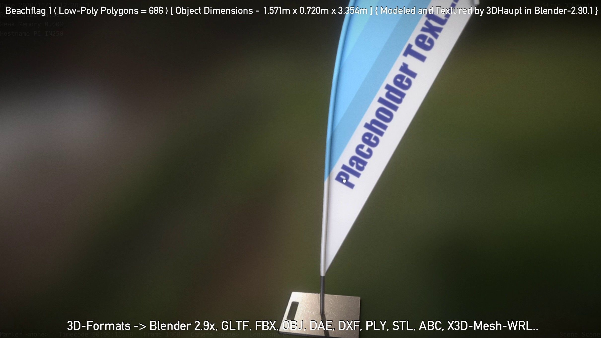 Beachflag 1 Low-Poly Low-poly 3D model_77