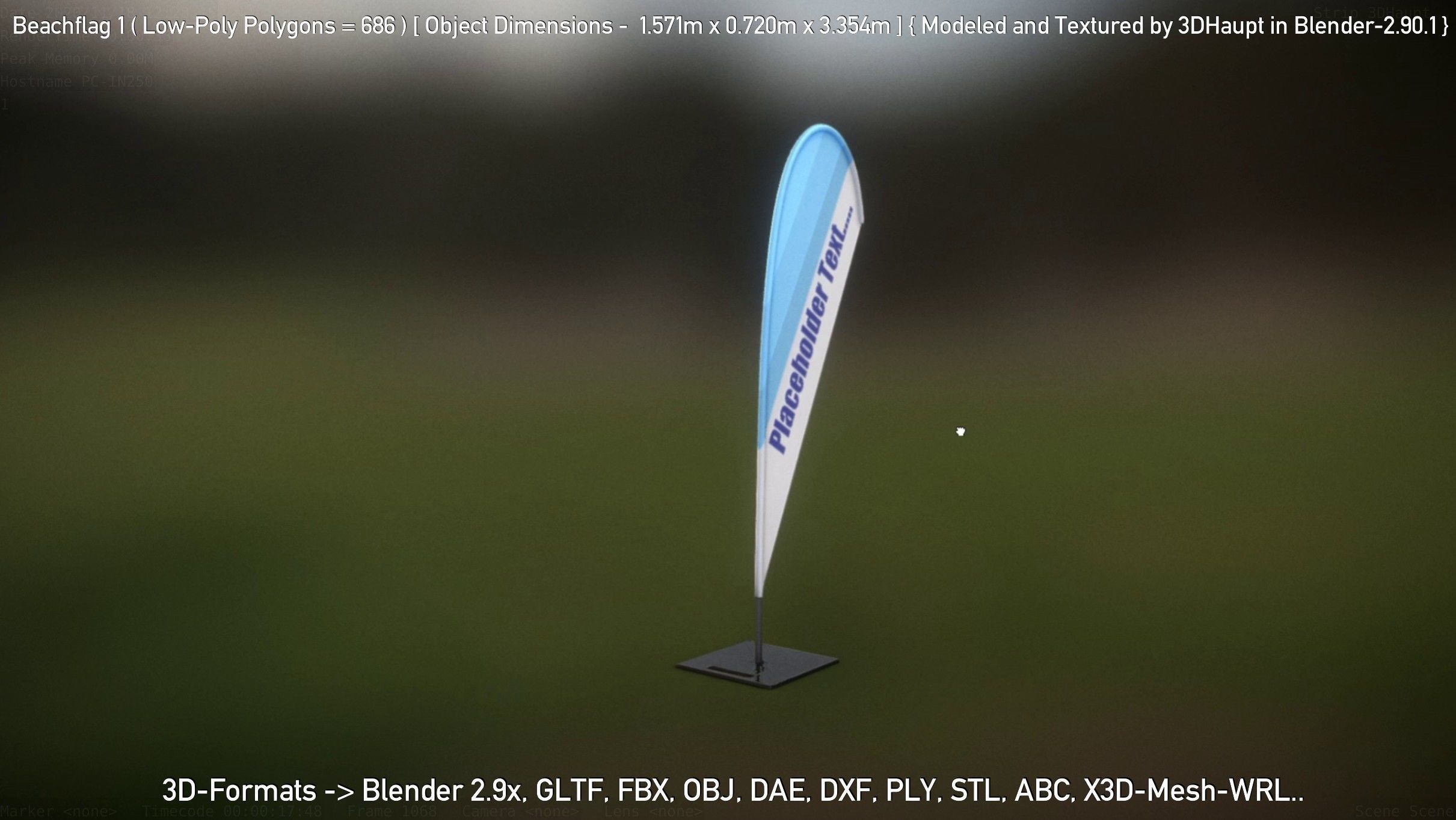 Beachflag 1 Low-Poly Low-poly 3D model_14