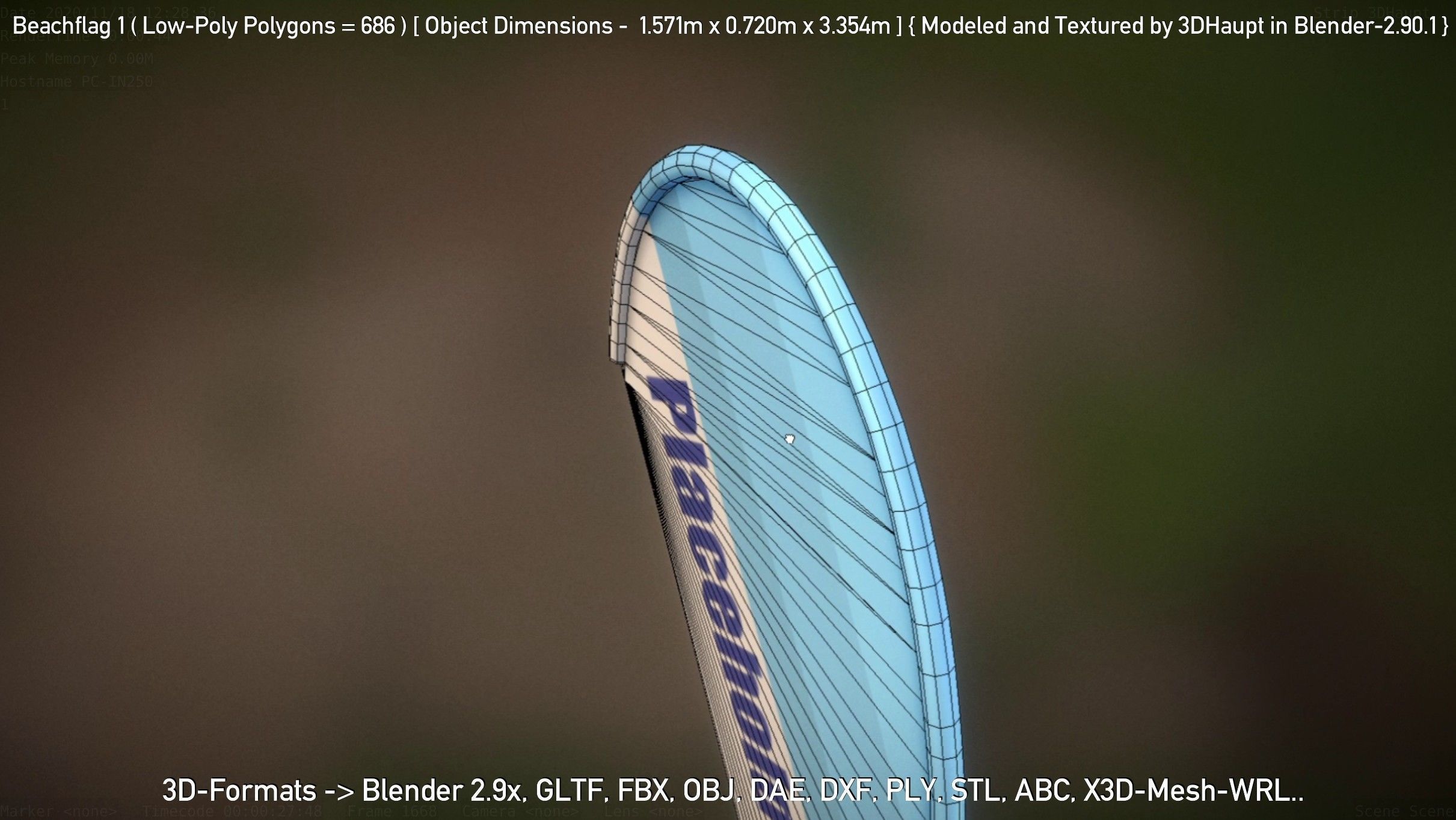 Beachflag 1 Low-Poly Low-poly 3D model_32