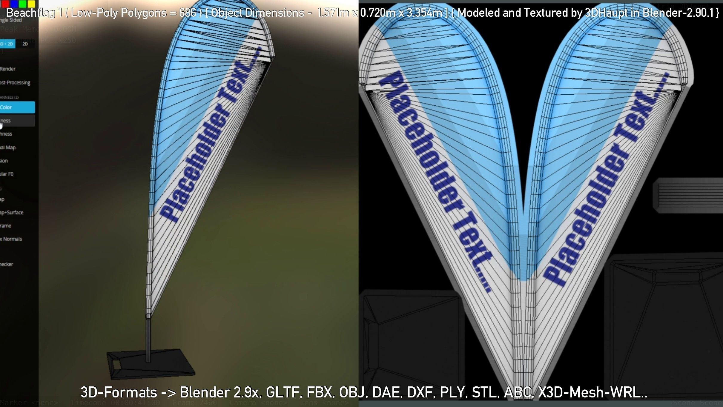 Beachflag 1 Low-Poly Low-poly 3D model_46