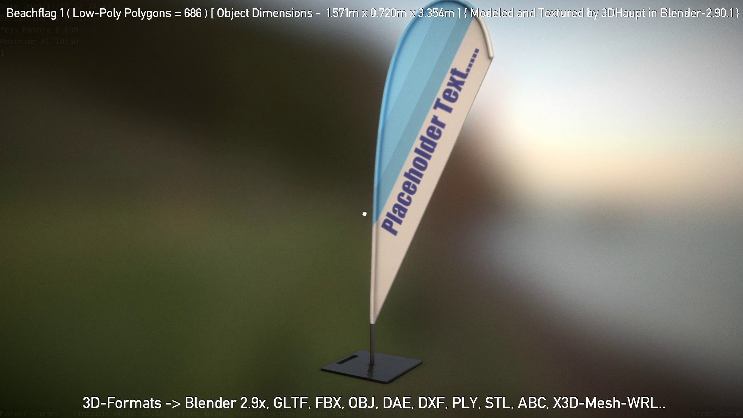 Beachflag 1 Low-Poly Low-poly 3D model_107