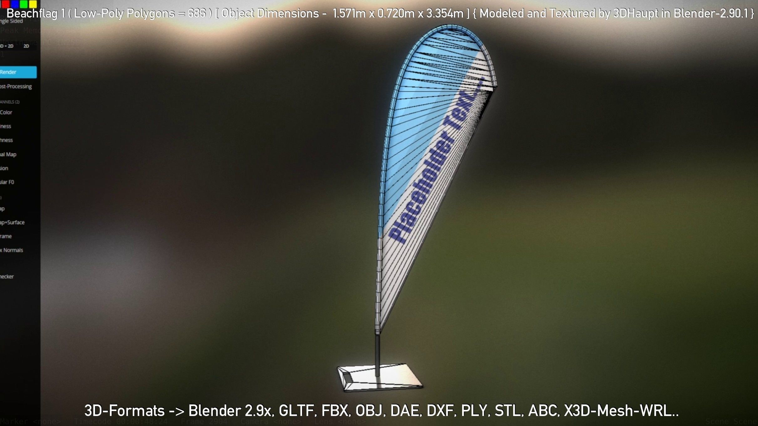 Beachflag 1 Low-Poly Low-poly 3D model_94