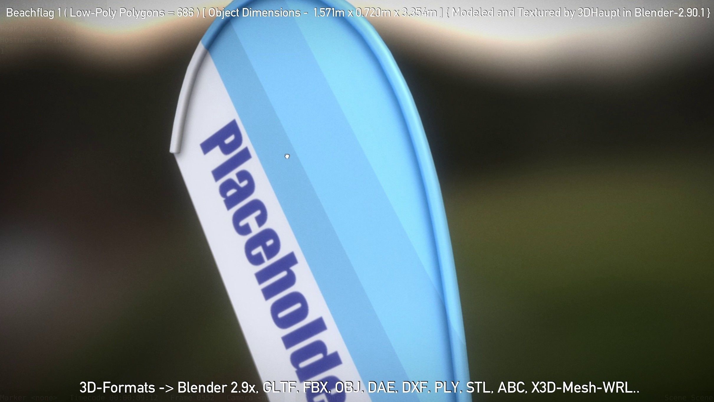 Beachflag 1 Low-Poly Low-poly 3D model_22