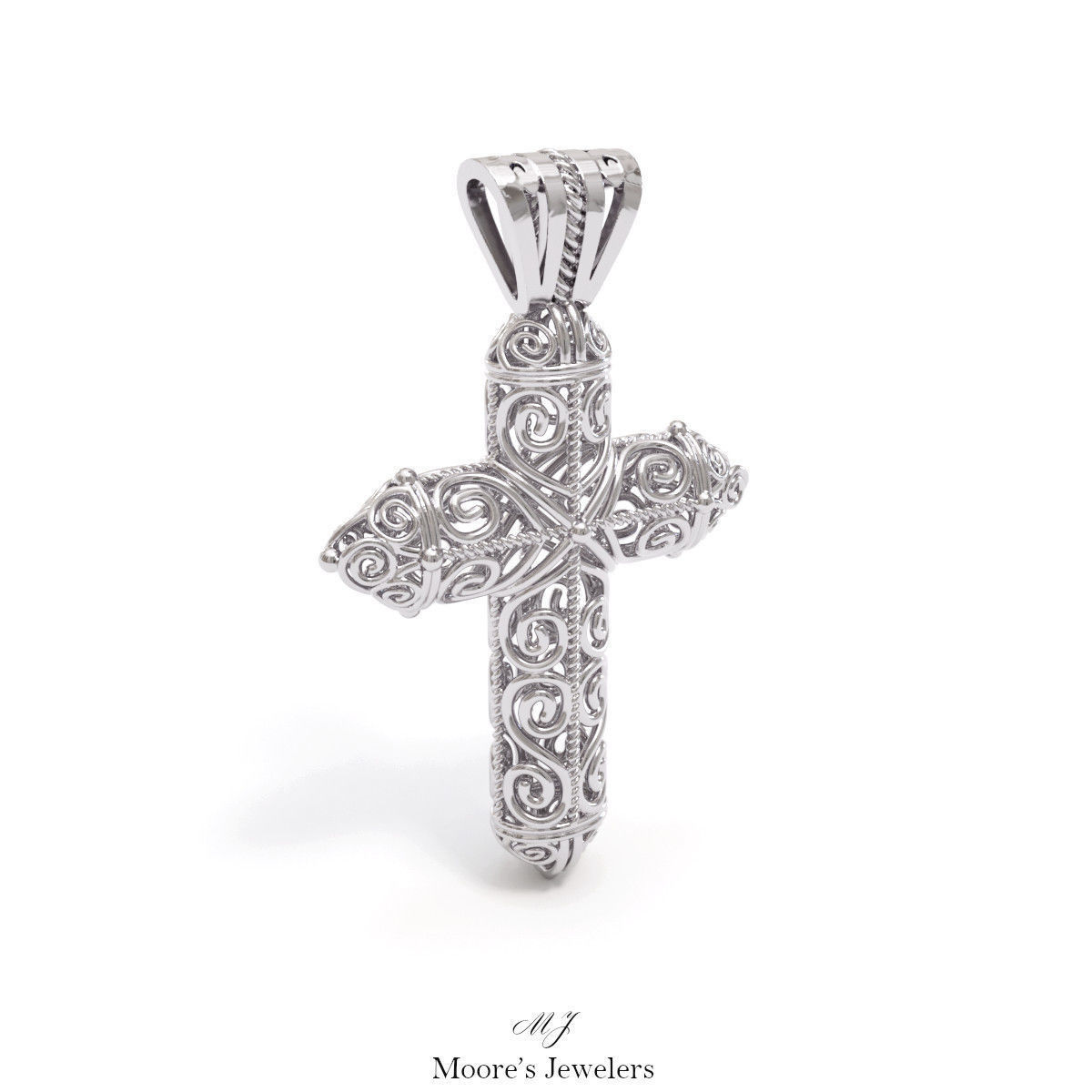 High Cathedral Scroll Cross 3d Model 3D print model_2