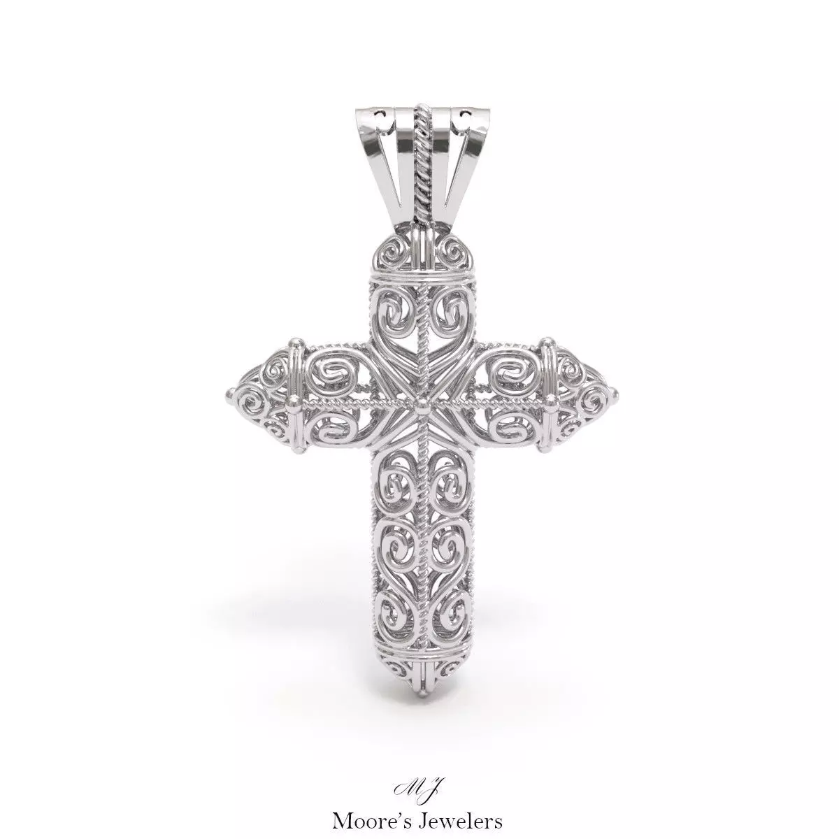 High Cathedral Scroll Cross 3d Model 3D print model_0