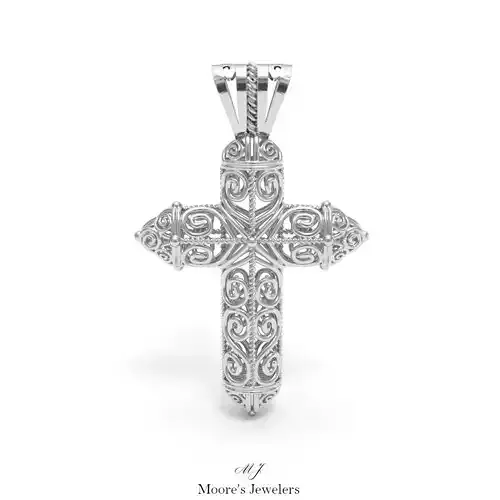 High Cathedral Scroll Cross 3d Model 3D print model