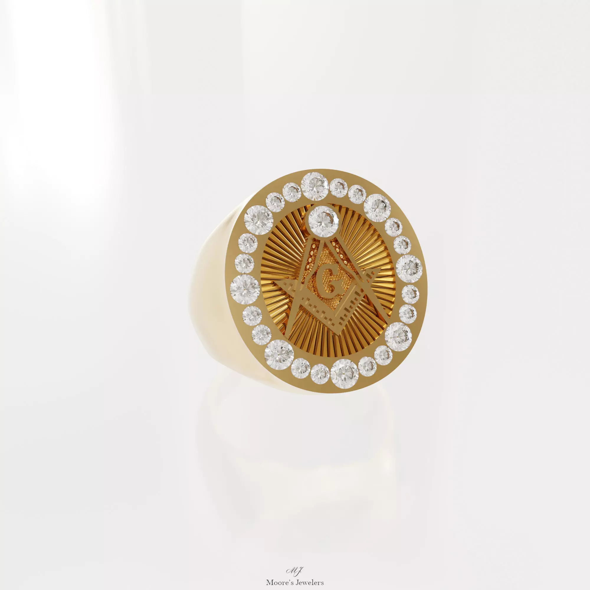Textured Sunburst Manson Ring 3d Model 3D print model