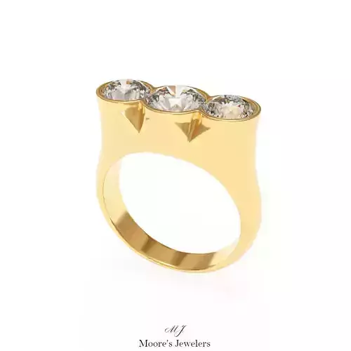 Tri Bezel Set Fashion Ring 3d Model Stl File