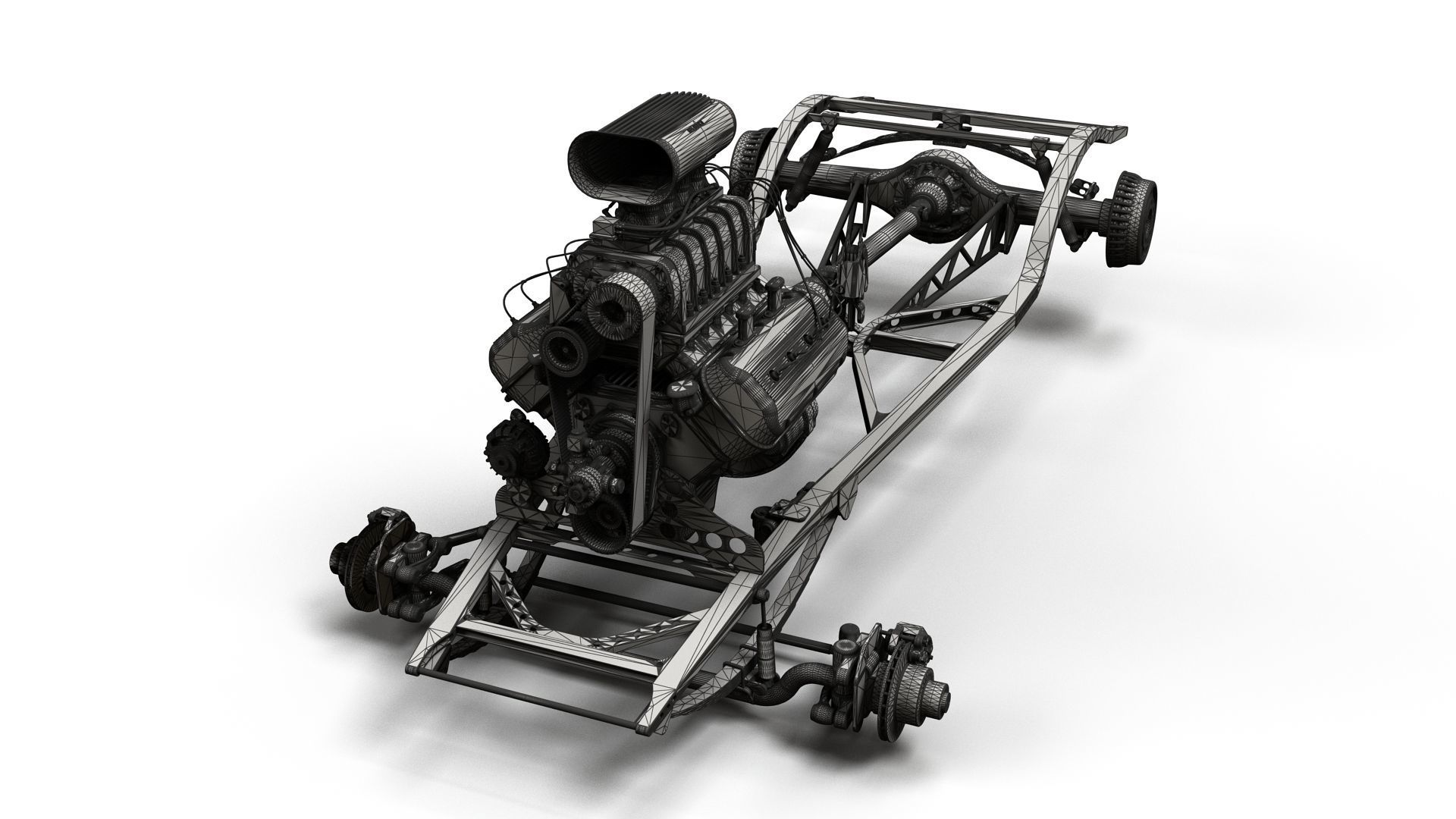 HotRod custom frame highpoly 3D model_23