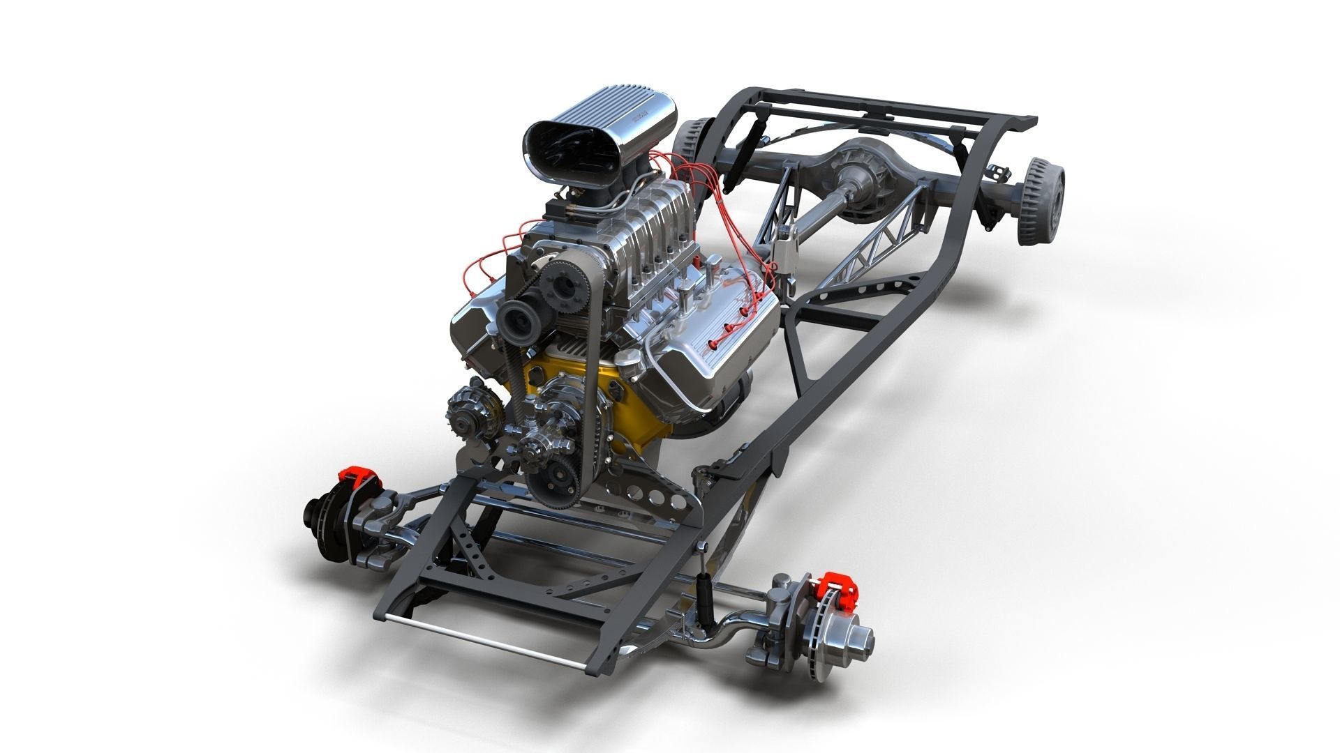 HotRod custom frame highpoly 3D model_10