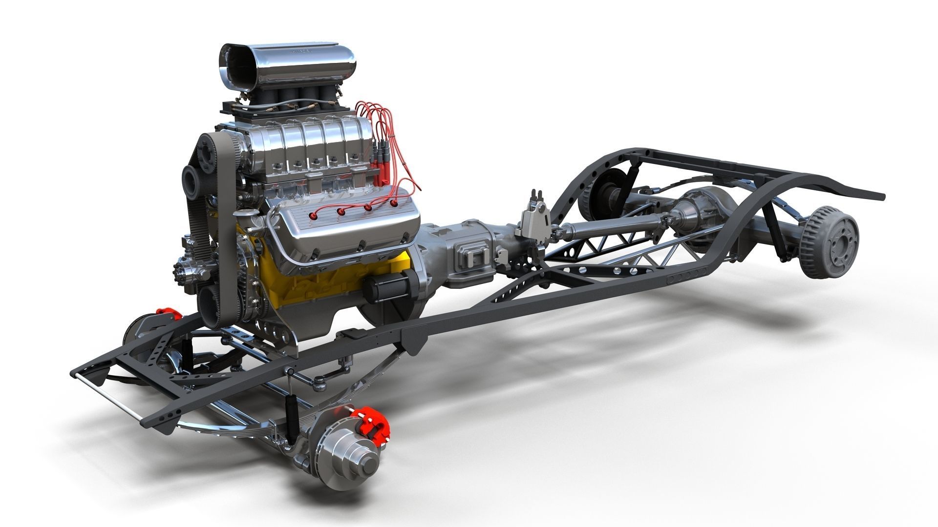 HotRod custom frame highpoly 3D model_5